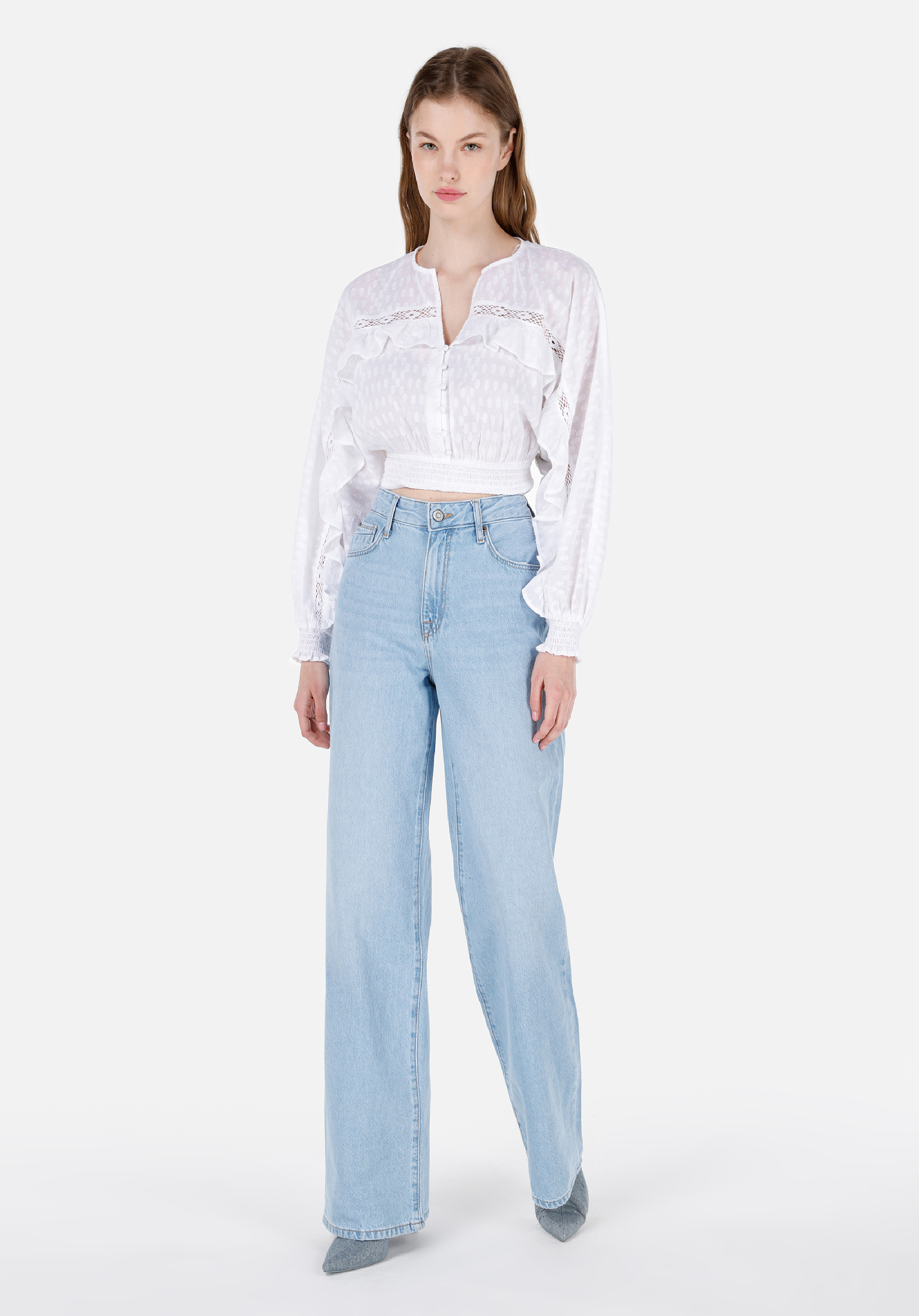 Показати інформацію про Сорочка З Довгим Рукавом Жіноча Біла  Cl1069188