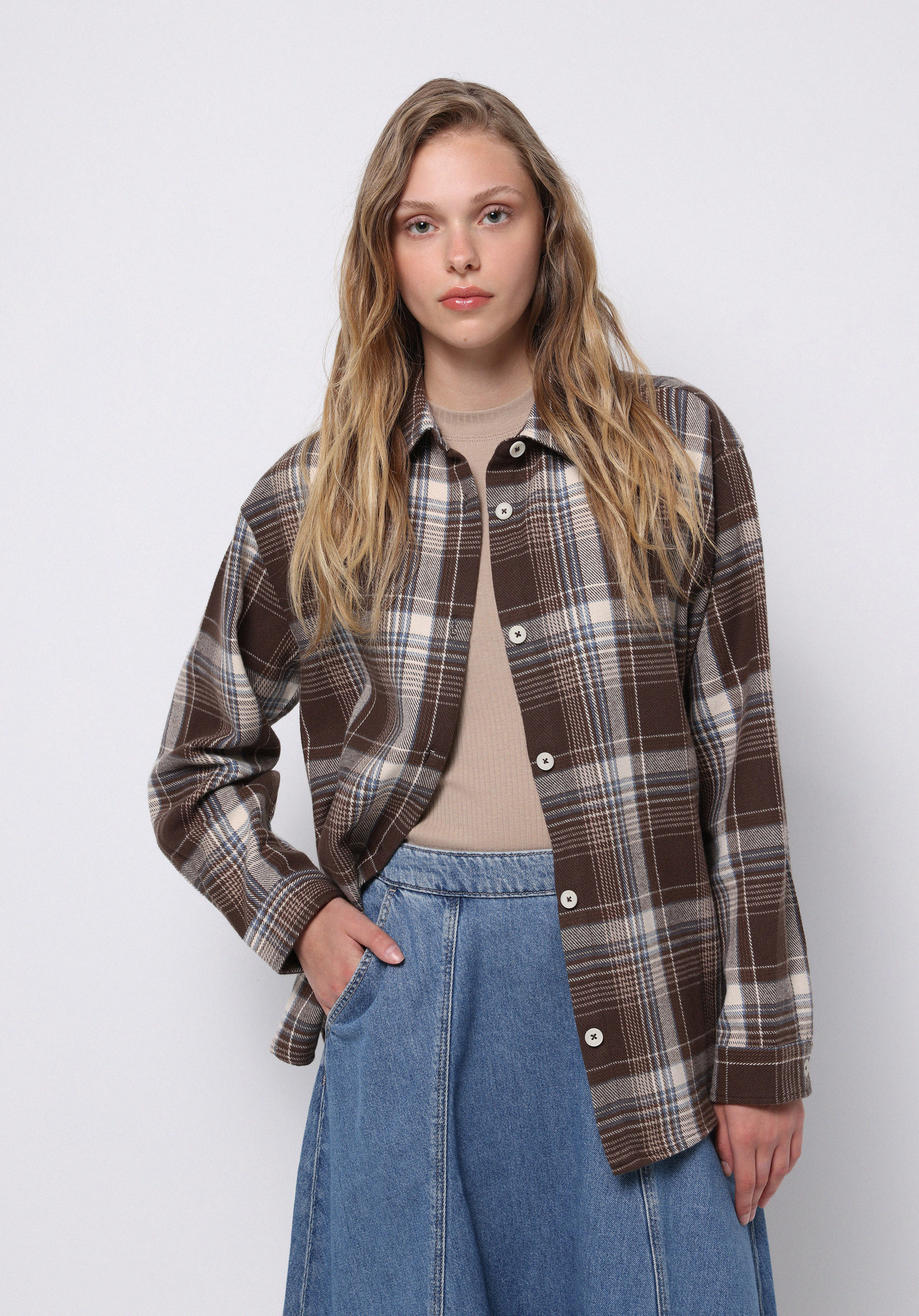 Показати інформацію про Сорочка З Довгим Рукавом Жіноча Коричнева  Cl1077174