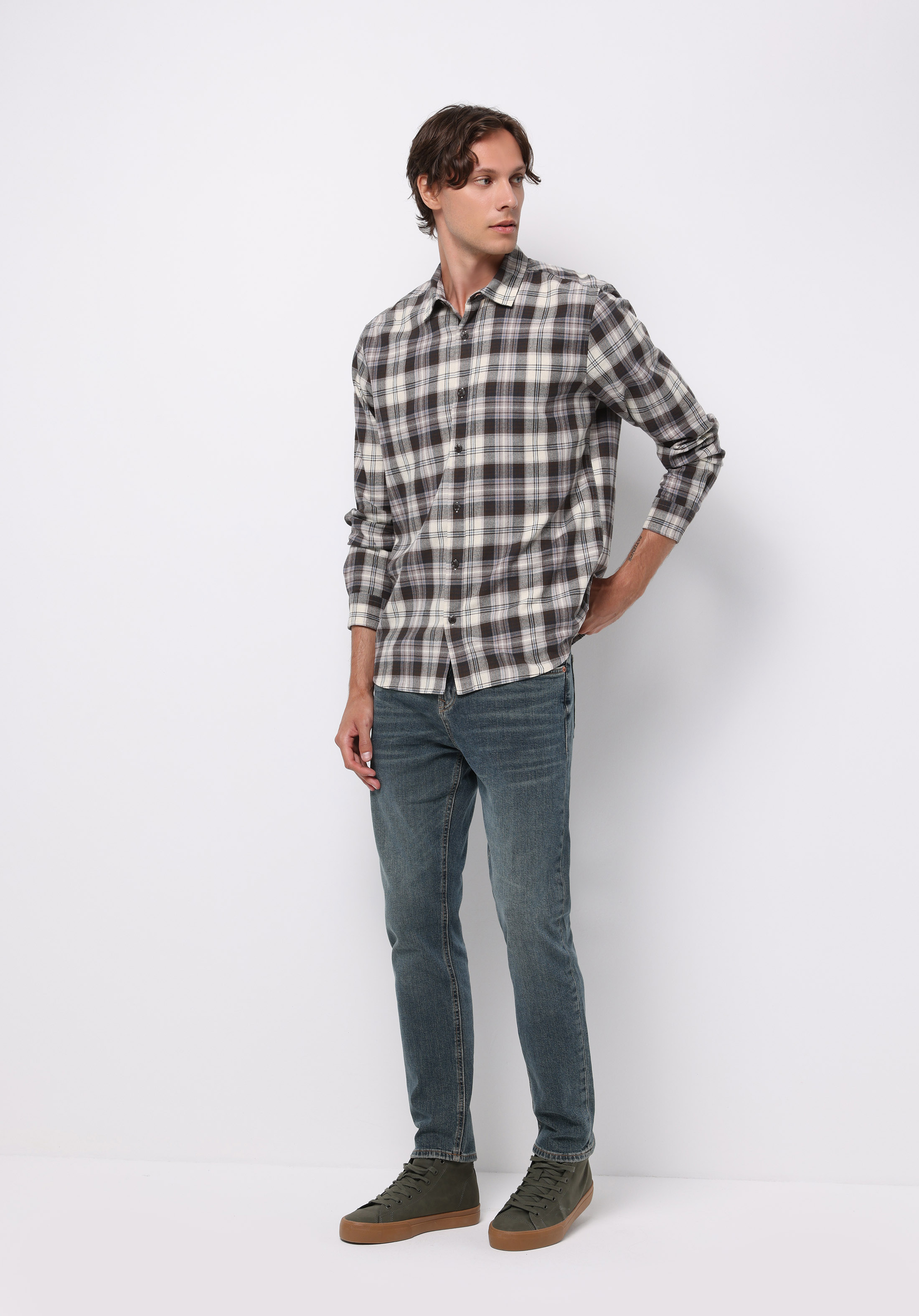 Показати інформацію про Сорочка З Довгим Рукавом Чоловіча Коричнева  Cl1076277