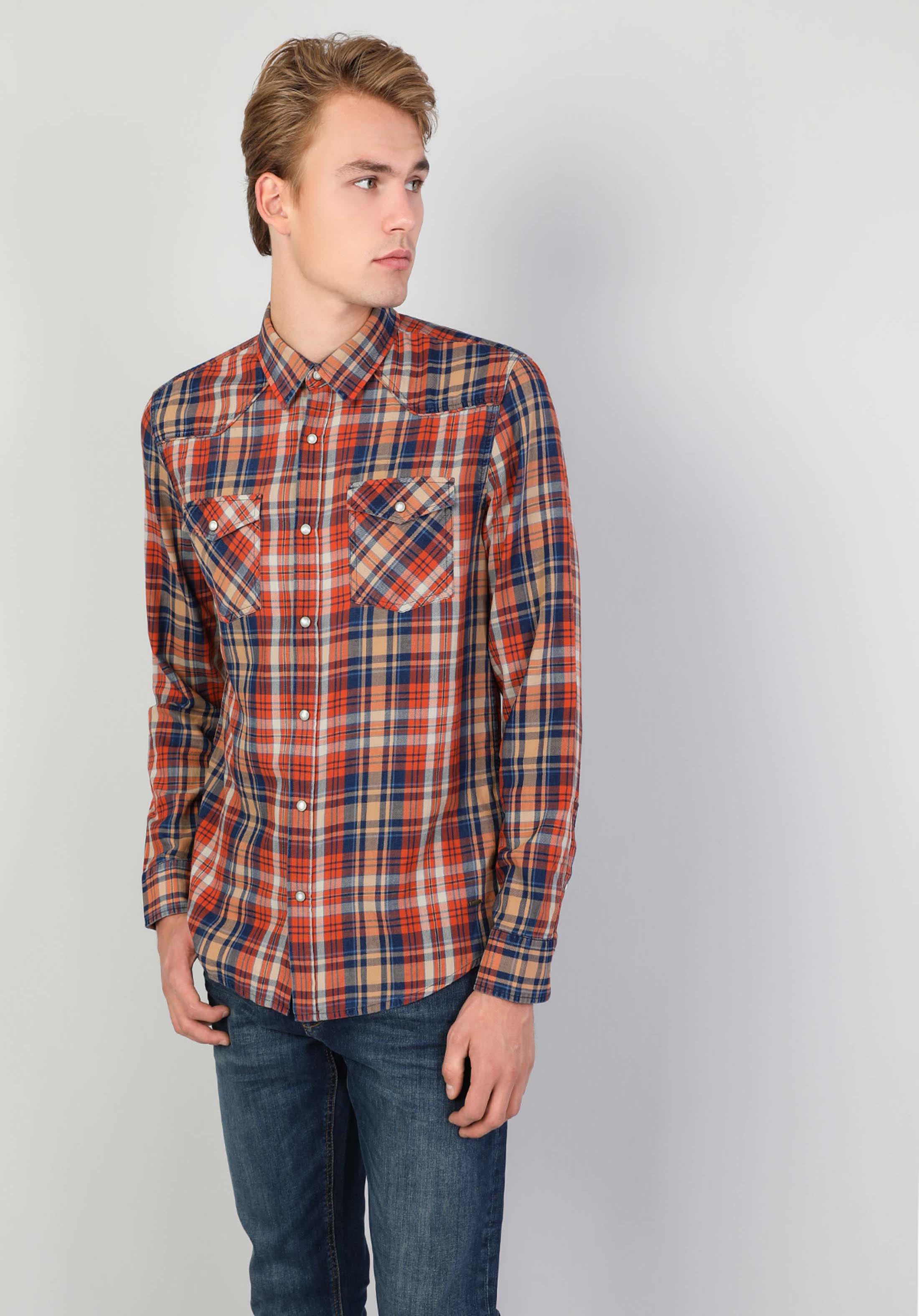 Показати інформацію про Сорочка З Довгим Рукавом Чоловіча Помаранчева  Cl1047335