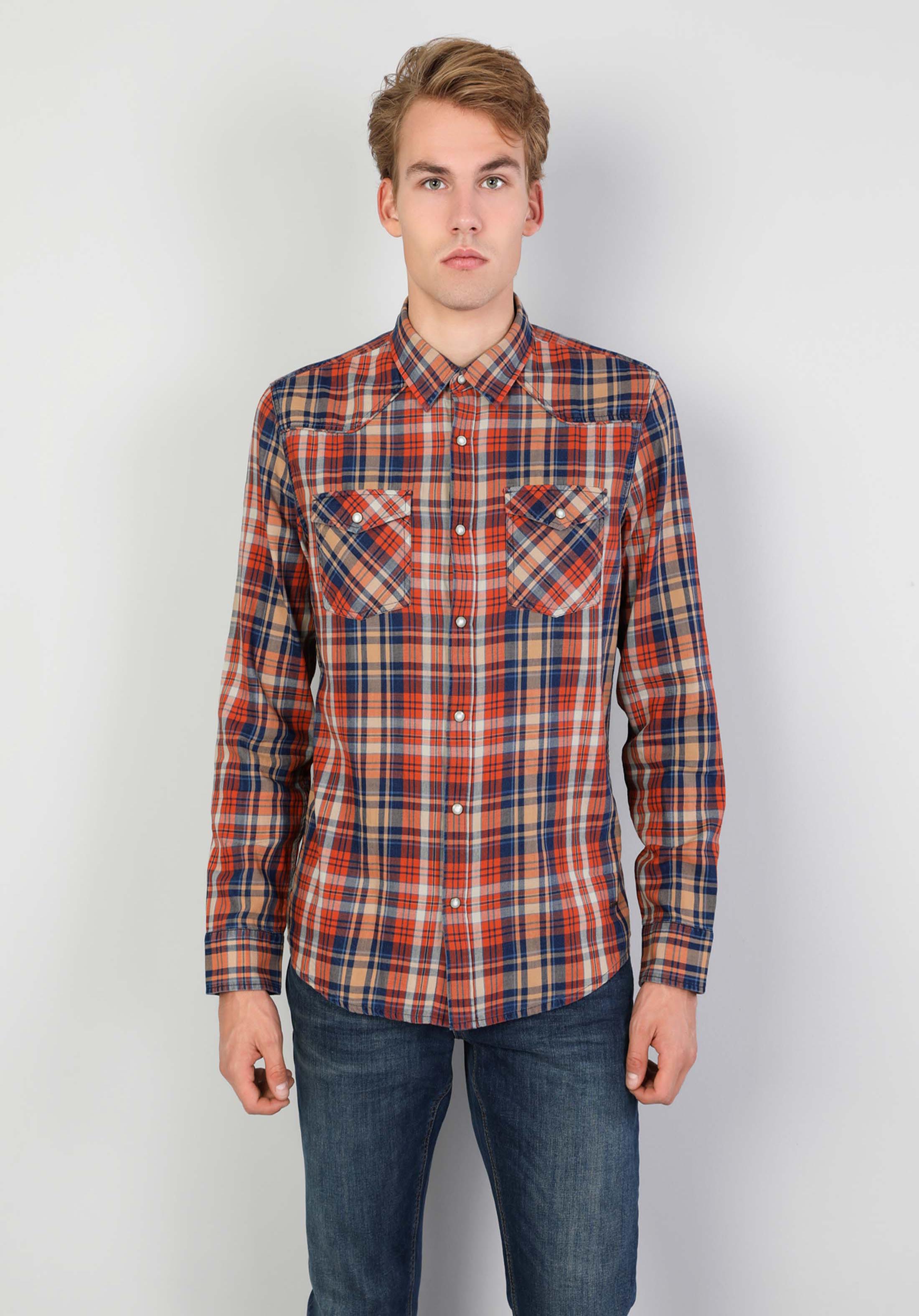 Показати інформацію про Сорочка З Довгим Рукавом Чоловіча Помаранчева  Cl1047335