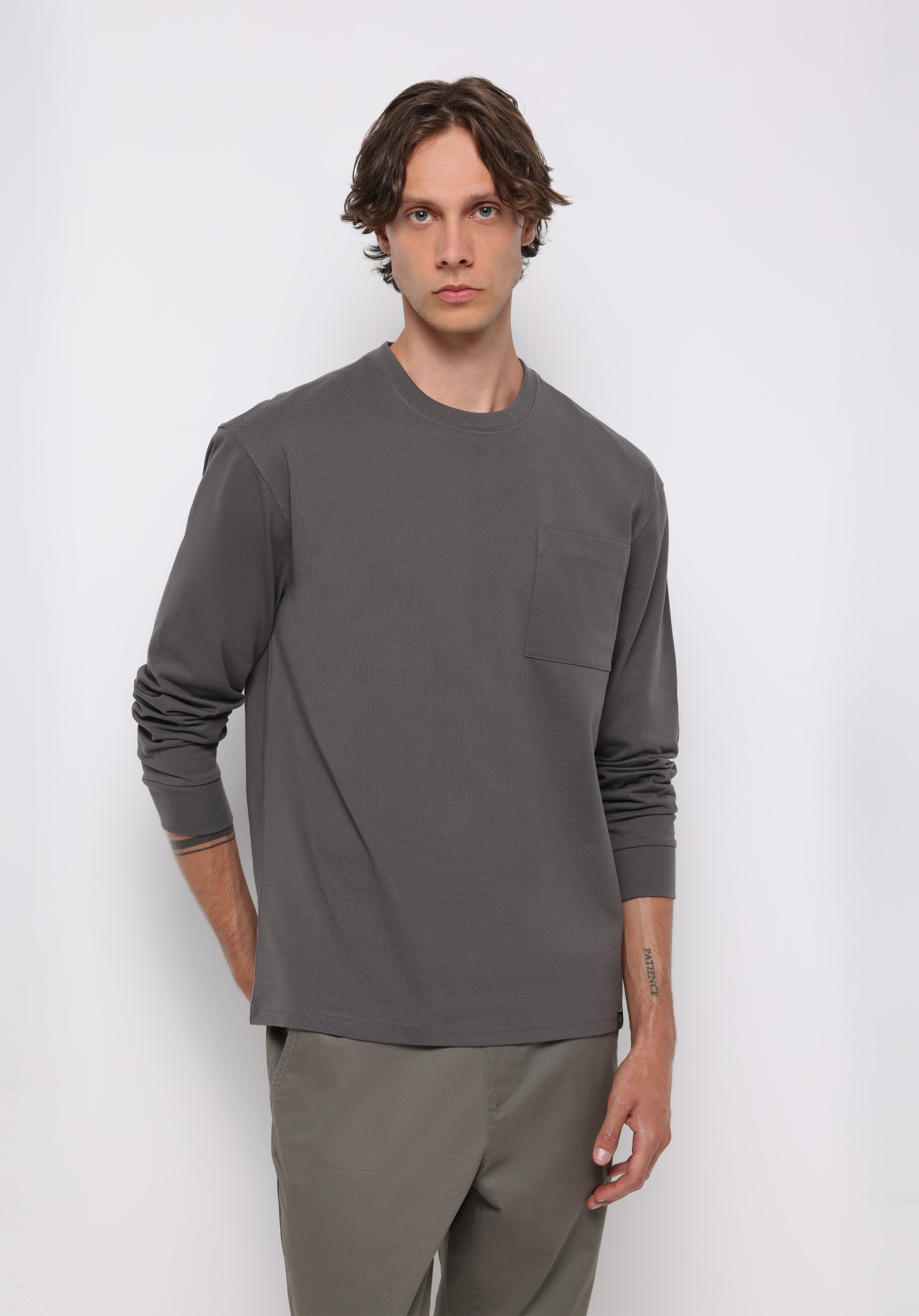 Показати інформацію про Футболка З Довгим Рукавом Чоловіча Сіра  Cl1076435