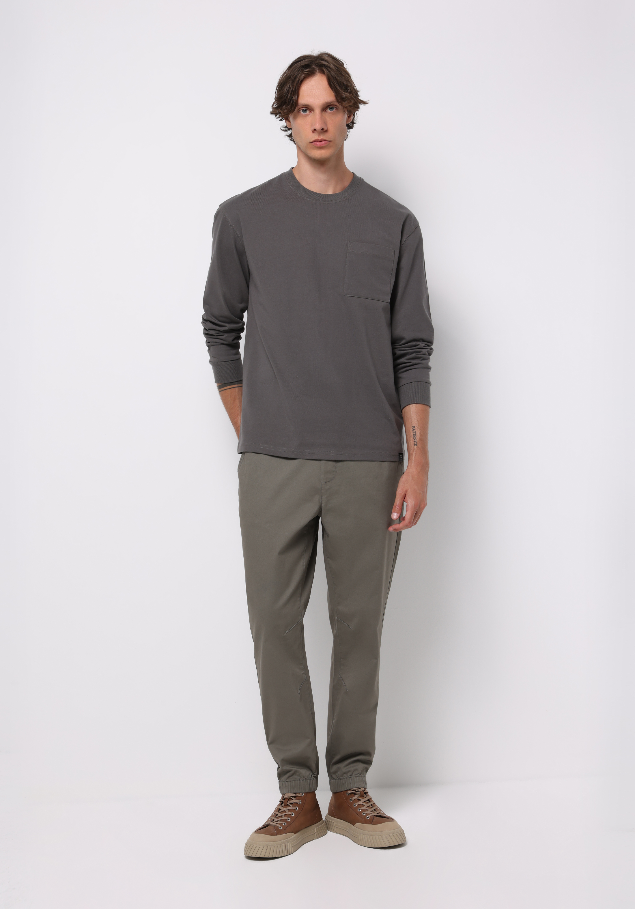 Показати інформацію про Футболка З Довгим Рукавом Чоловіча Сіра  Cl1076435