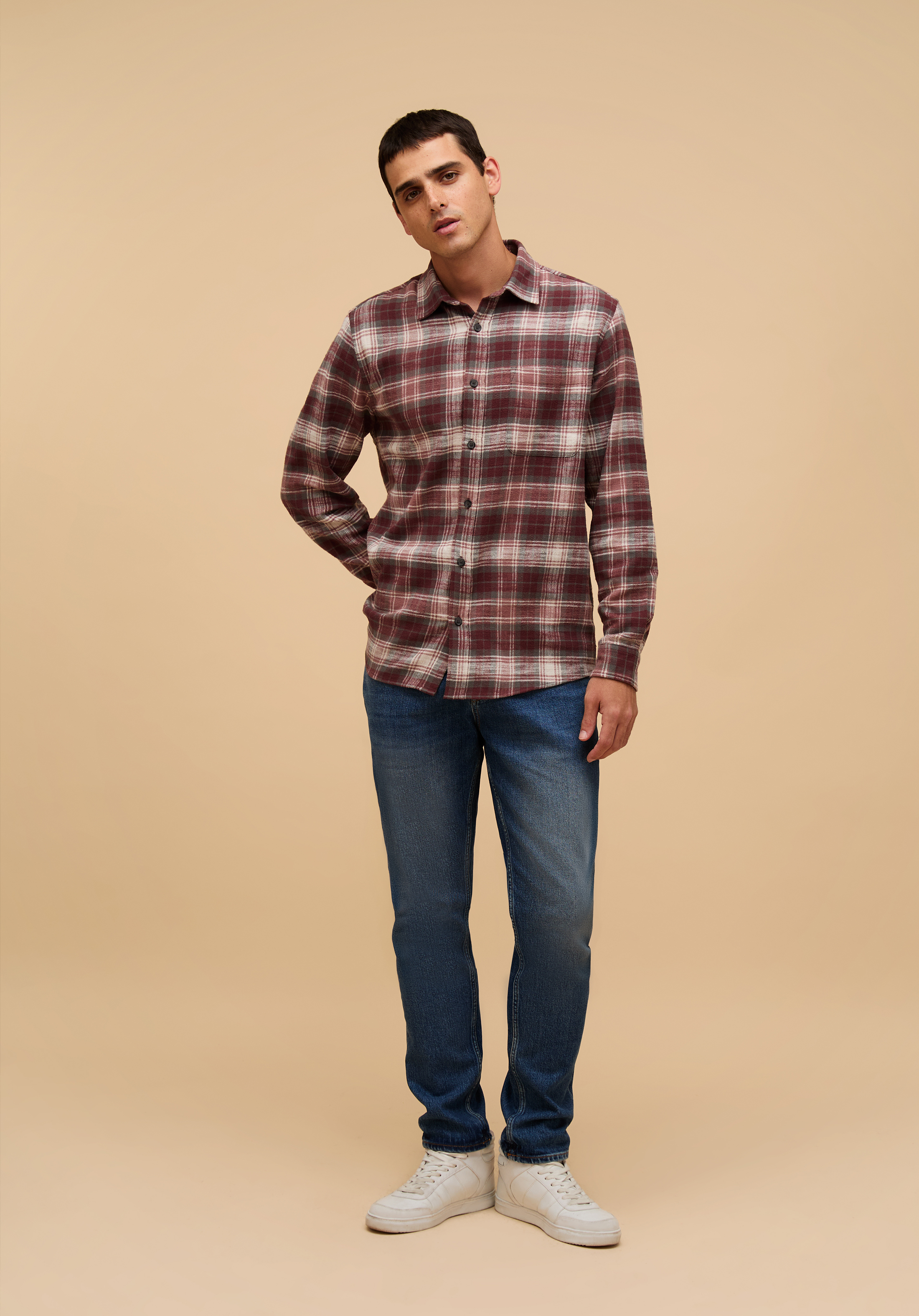 Показати інформацію про Сорочка З Довгим Рукавом Чоловіча Бордова  Cl1075358