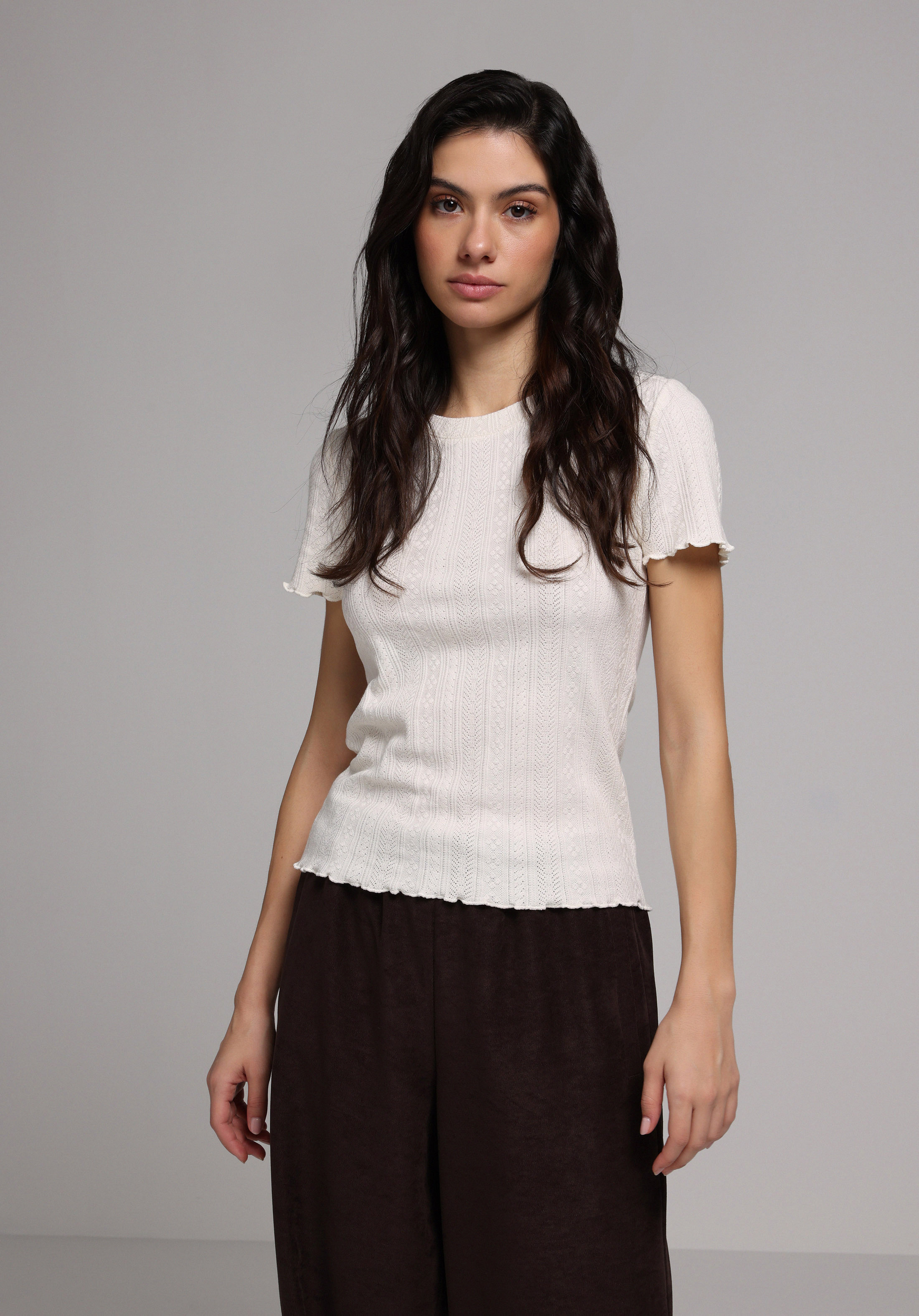 Показати інформацію про Светр Із Коротким Рукавом Жіночий Бежевий  Cl1077736