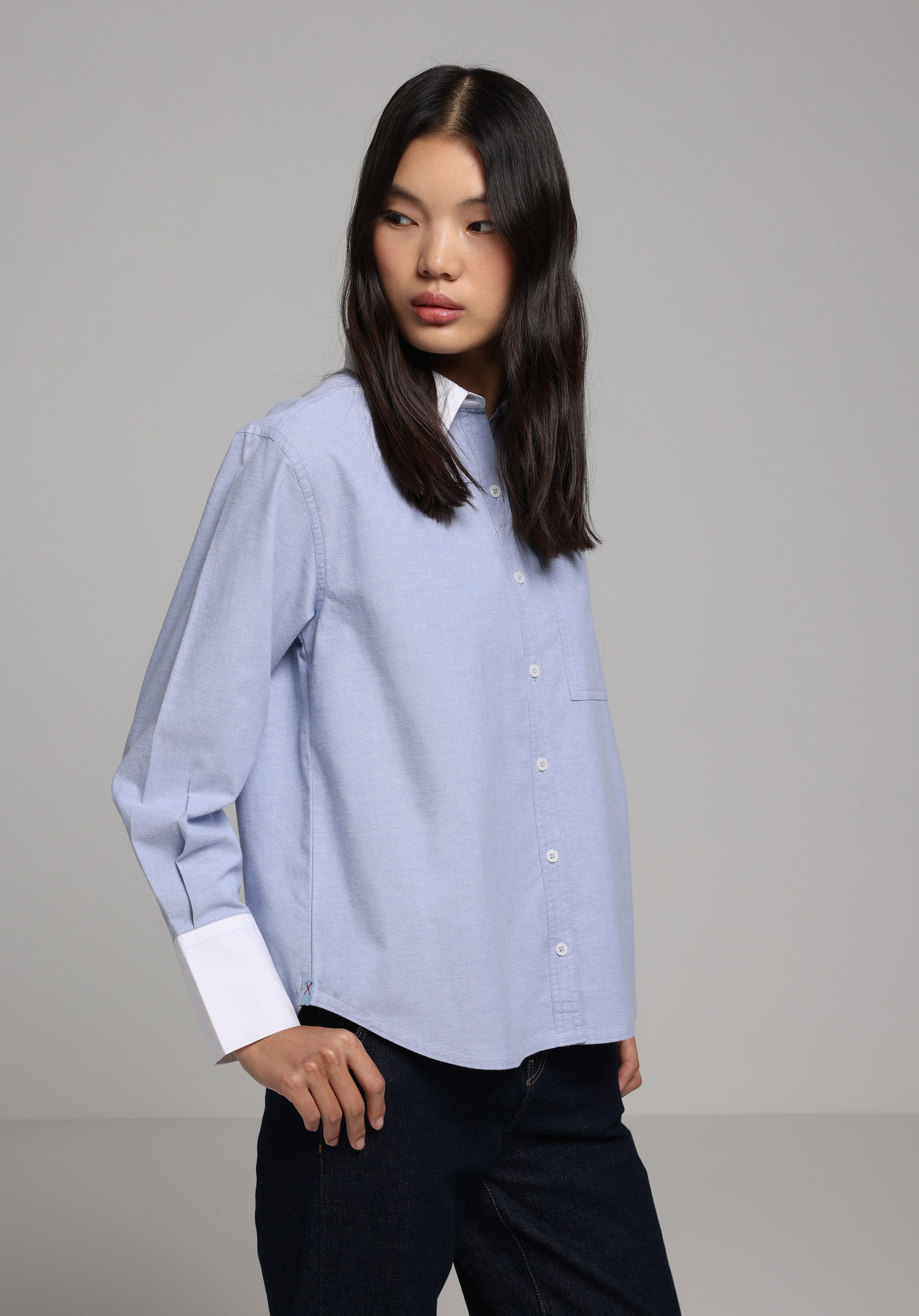 Показати інформацію про Сорочка З Довгим Рукавом Жіноча Блакитна  Cl1077773