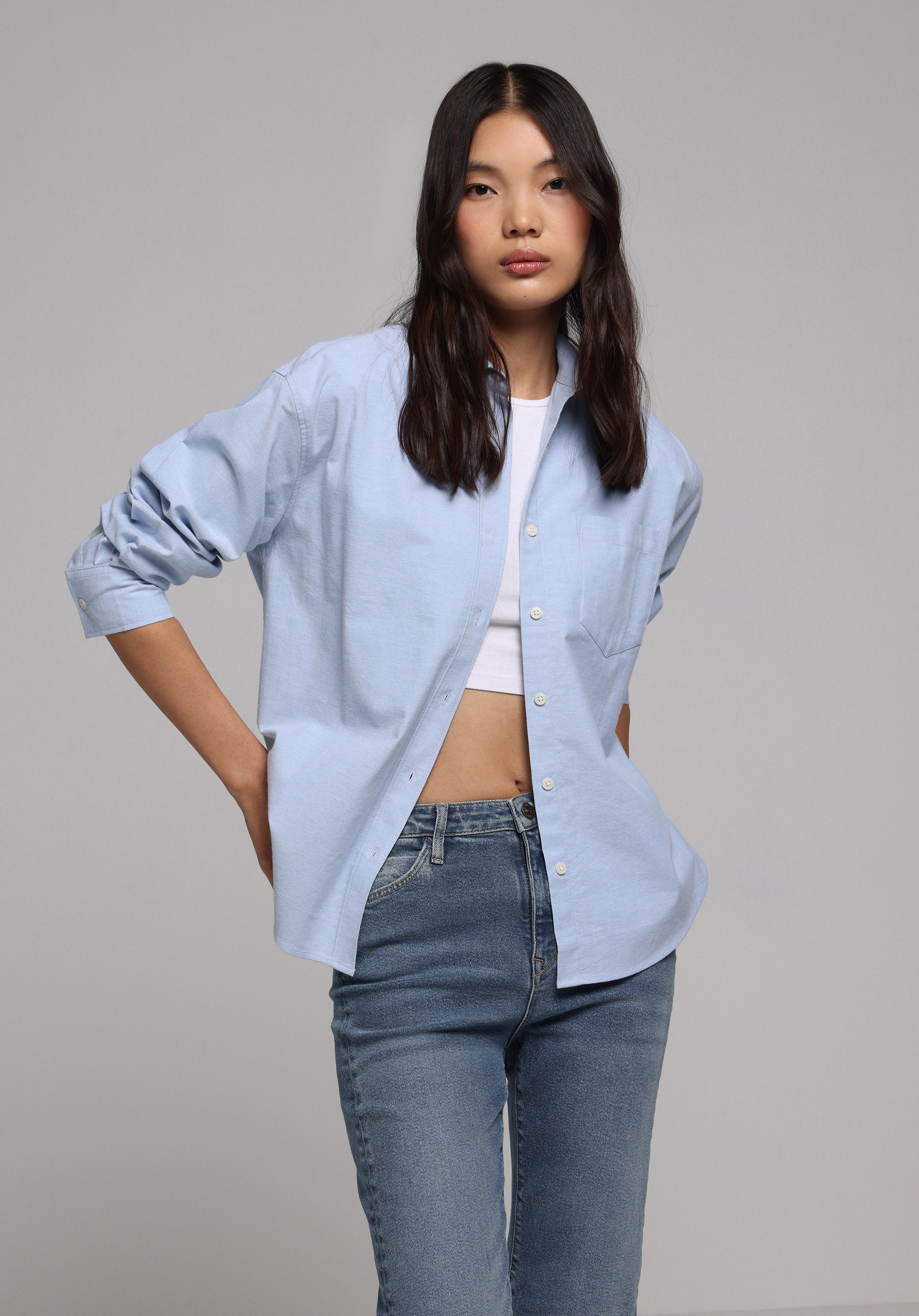 Показати інформацію про Сорочка З Довгим Рукавом Жіноча Блакитна  Cl1078107