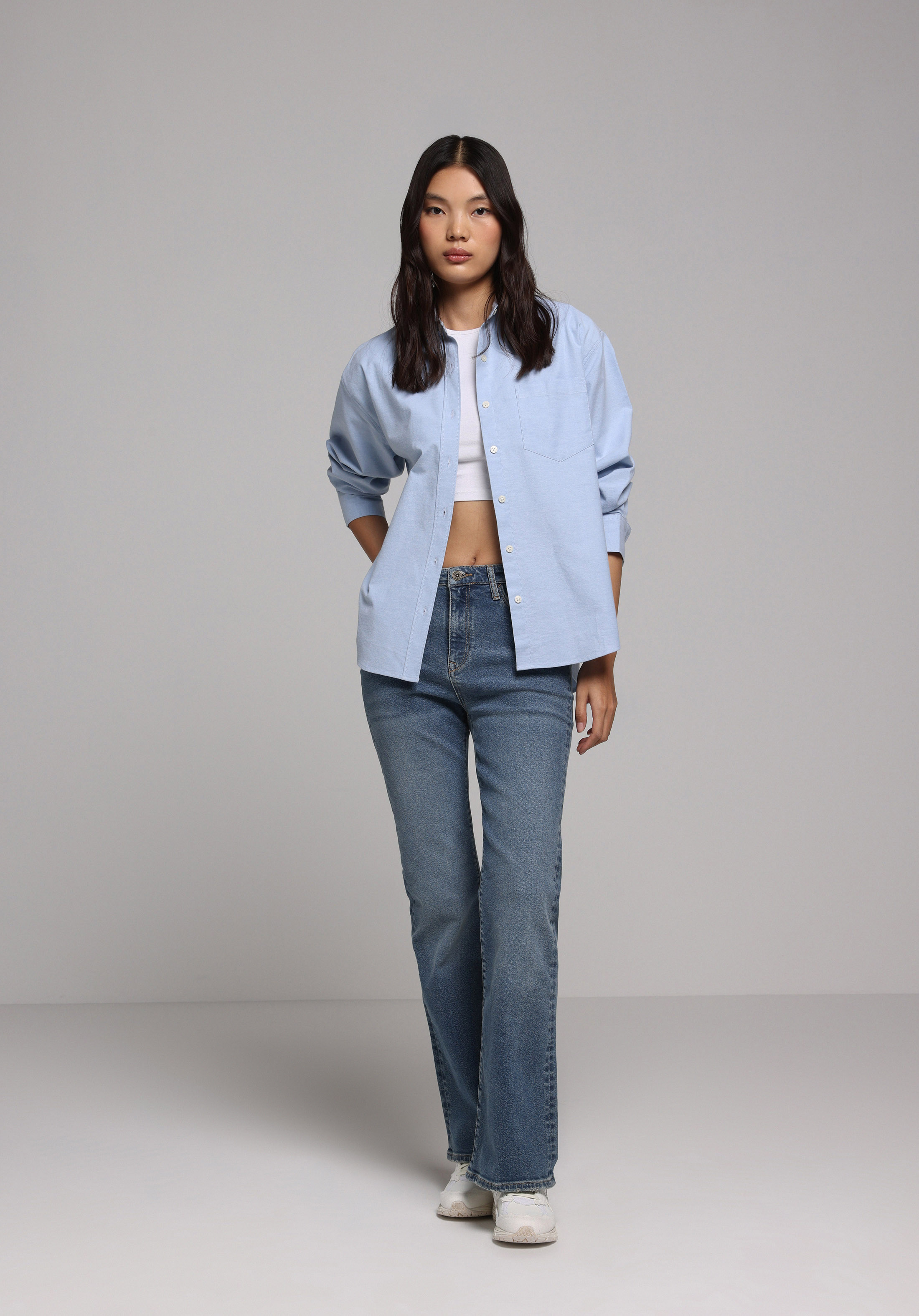 Показати інформацію про Сорочка З Довгим Рукавом Жіноча Блакитна  Cl1078107