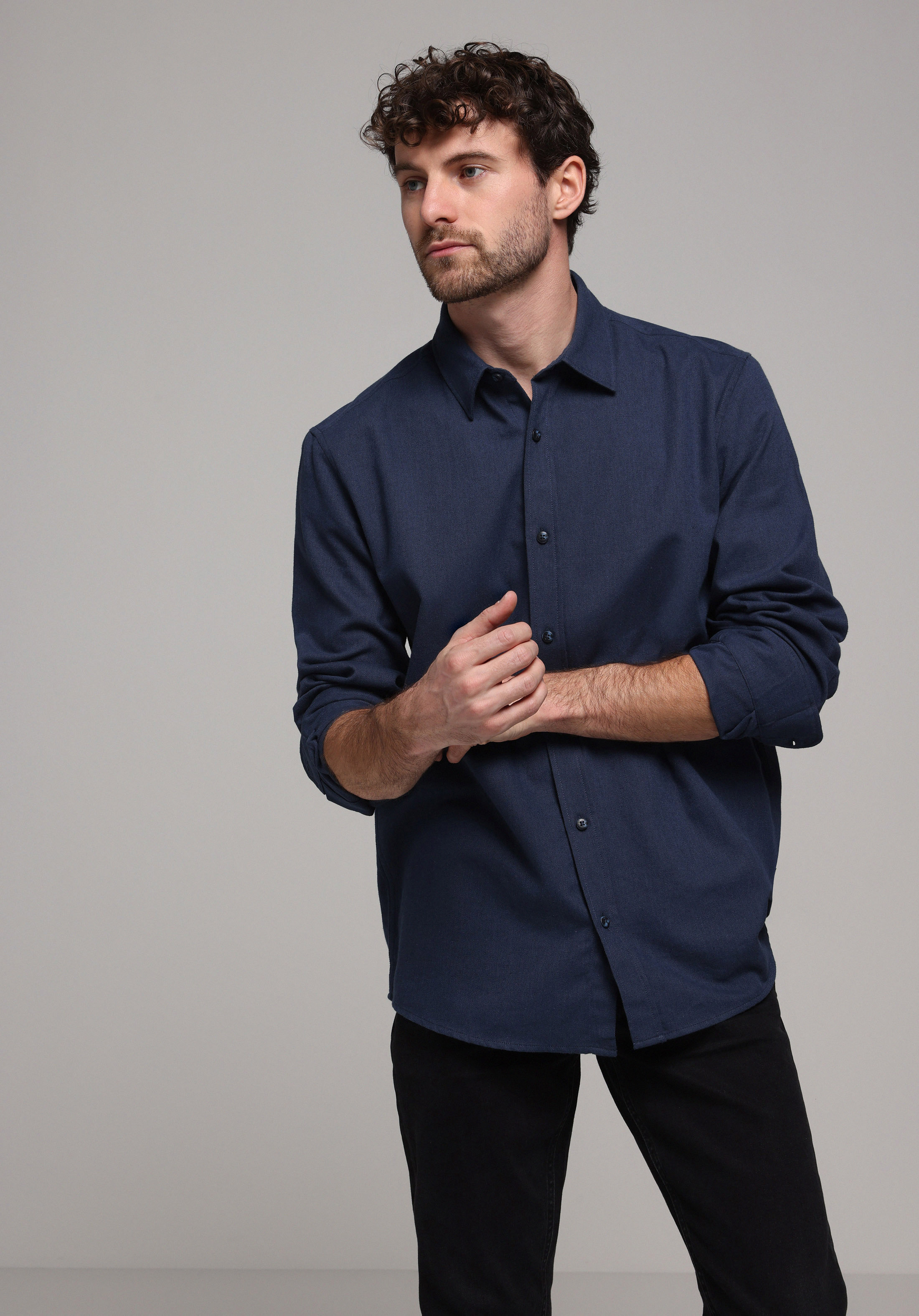 Показати інформацію про Сорочка З Довгим Рукавом Чоловіча Синя  Cl1078055