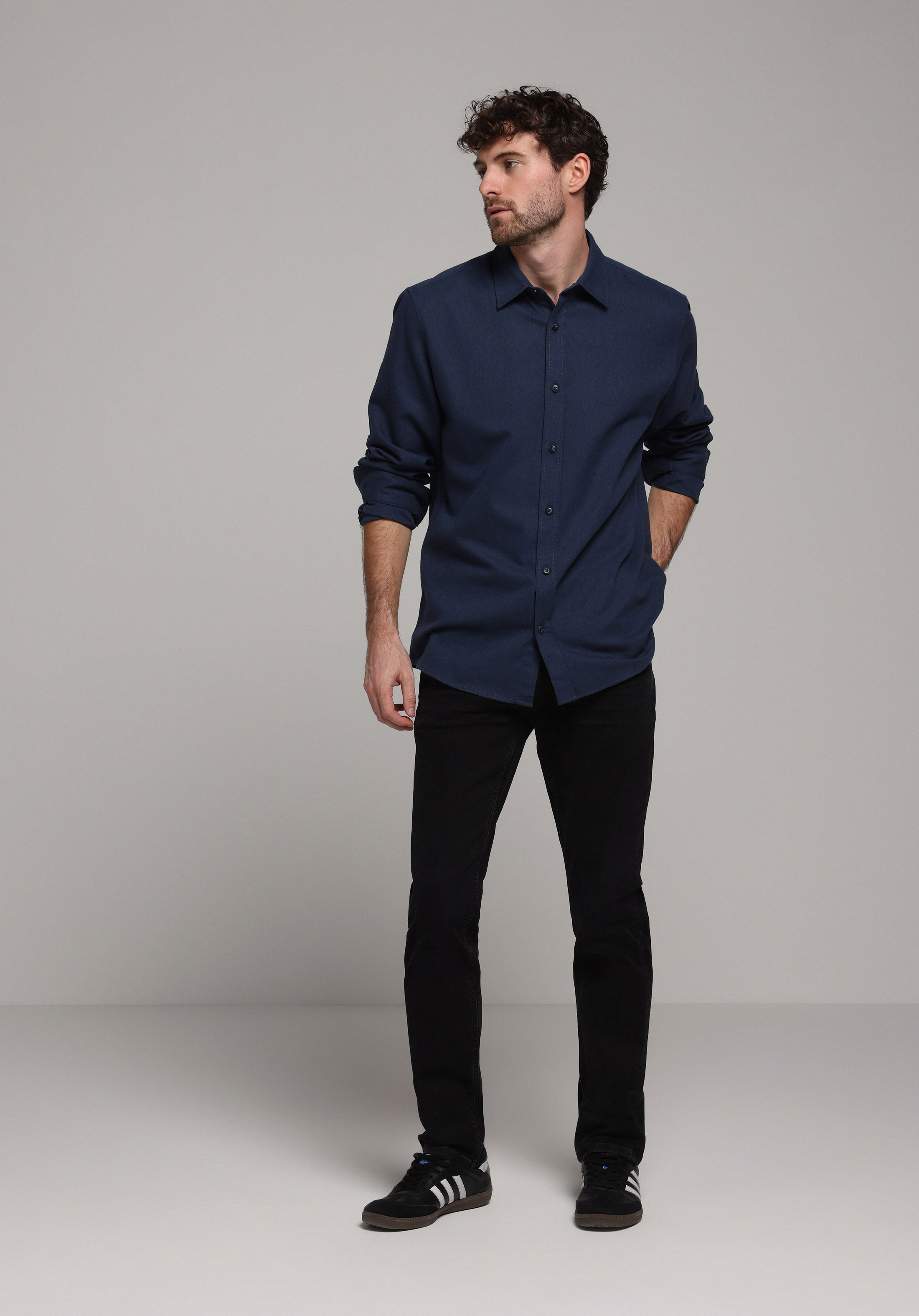 Показати інформацію про Сорочка З Довгим Рукавом Чоловіча Синя  Cl1078055