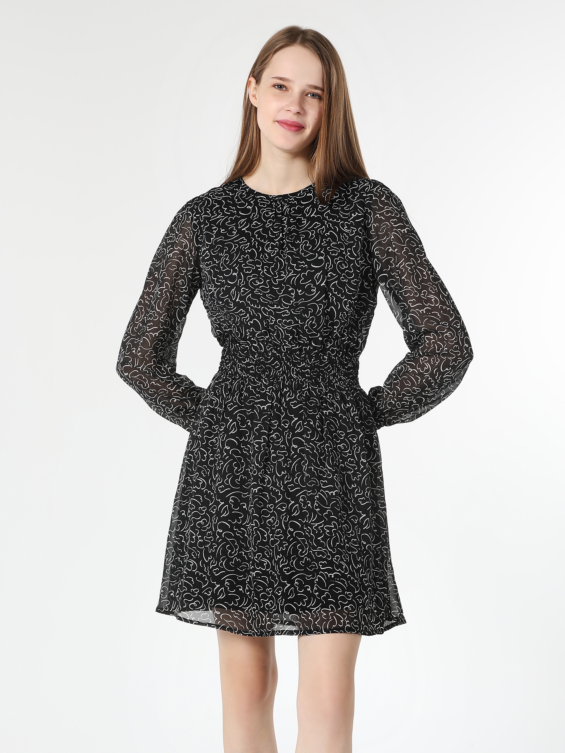 Показати інформацію про Сукня Жіноча Чорна З Малюнком Класичного Крою Cl1062108