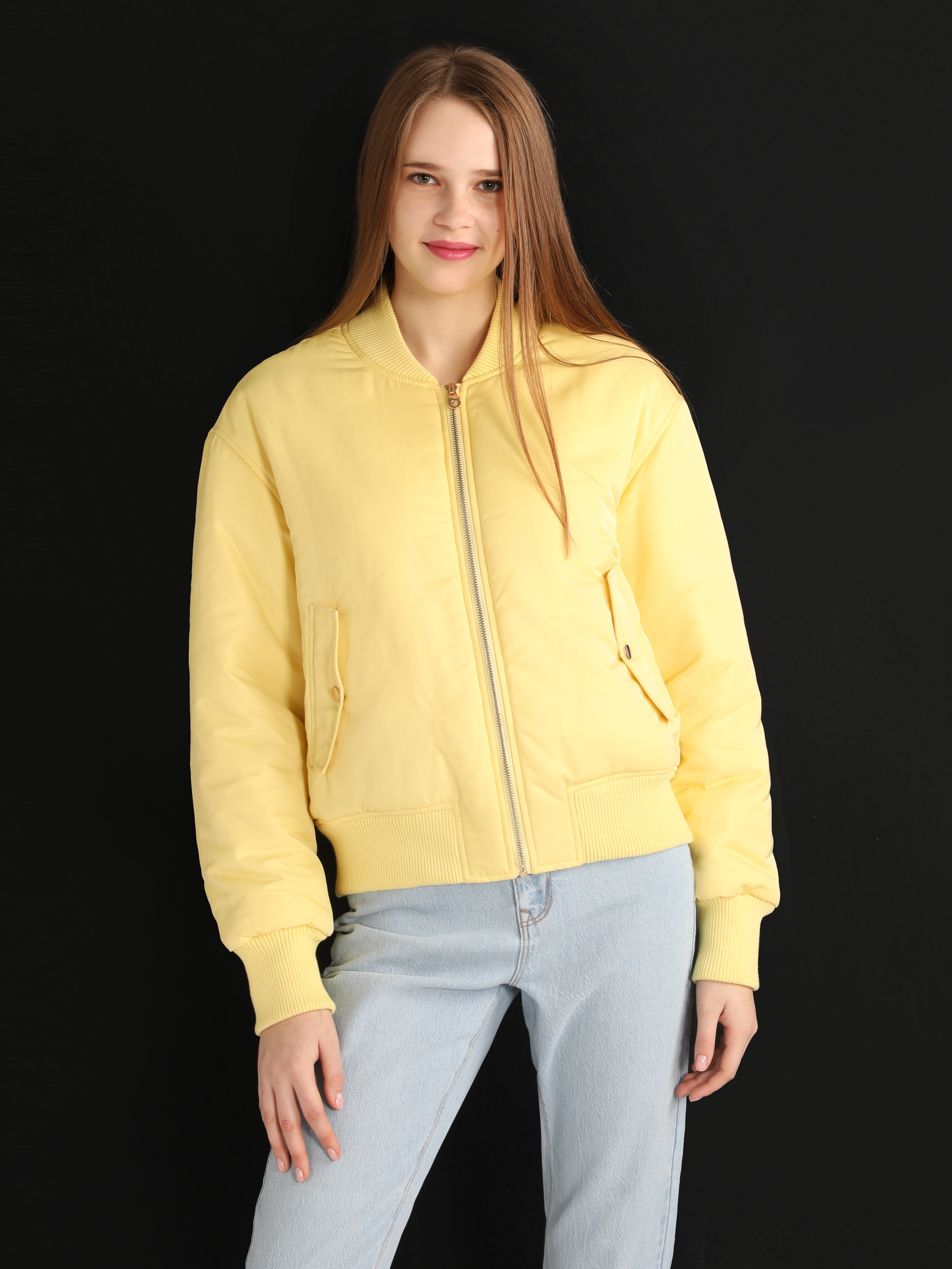Показати інформацію про Куртка Жіноча Жовта З Кишенями Класичного Крою Cl1062206