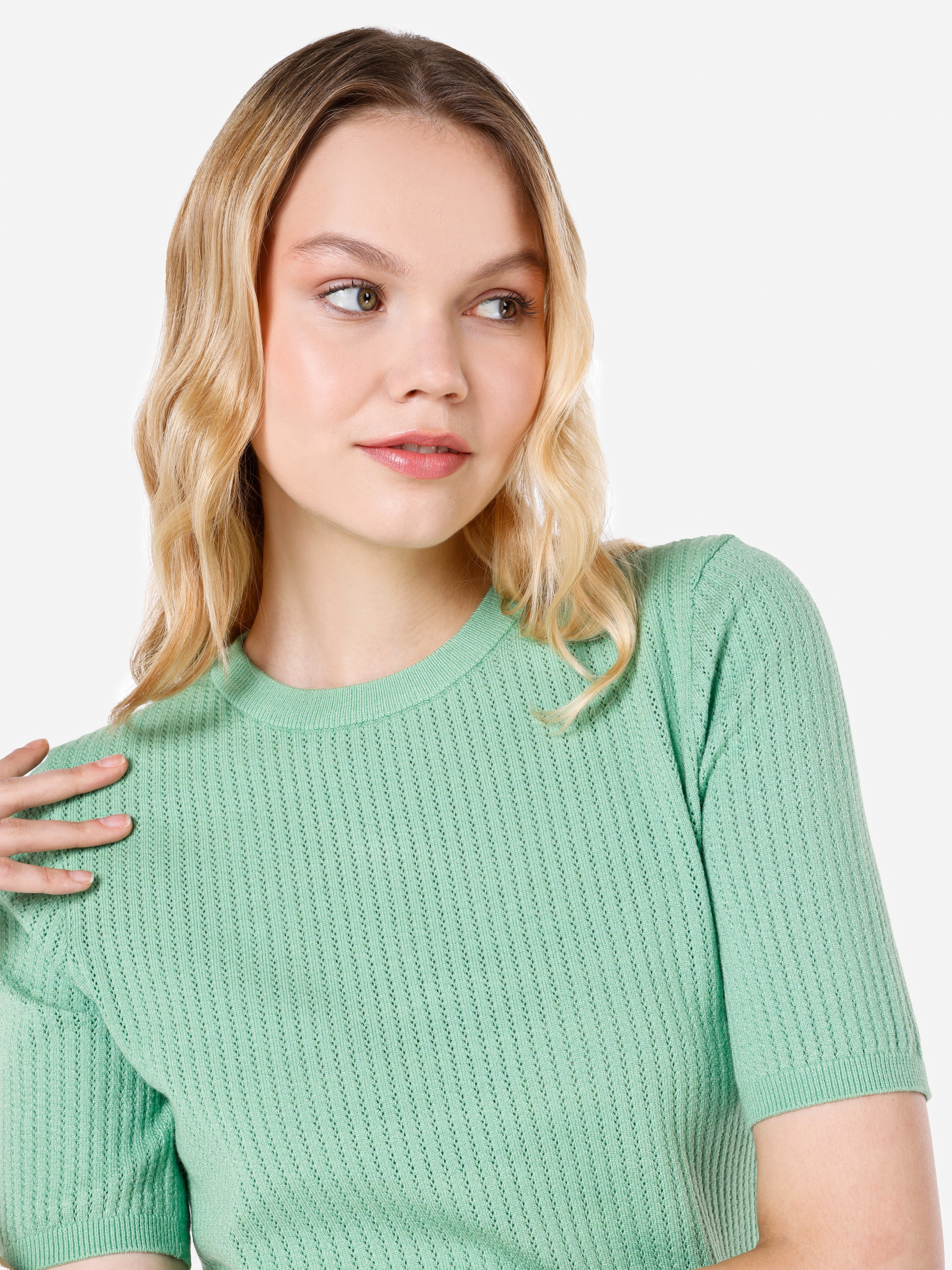 Показати інформацію про  светр із коротким рукавом Жіночий Зелений  