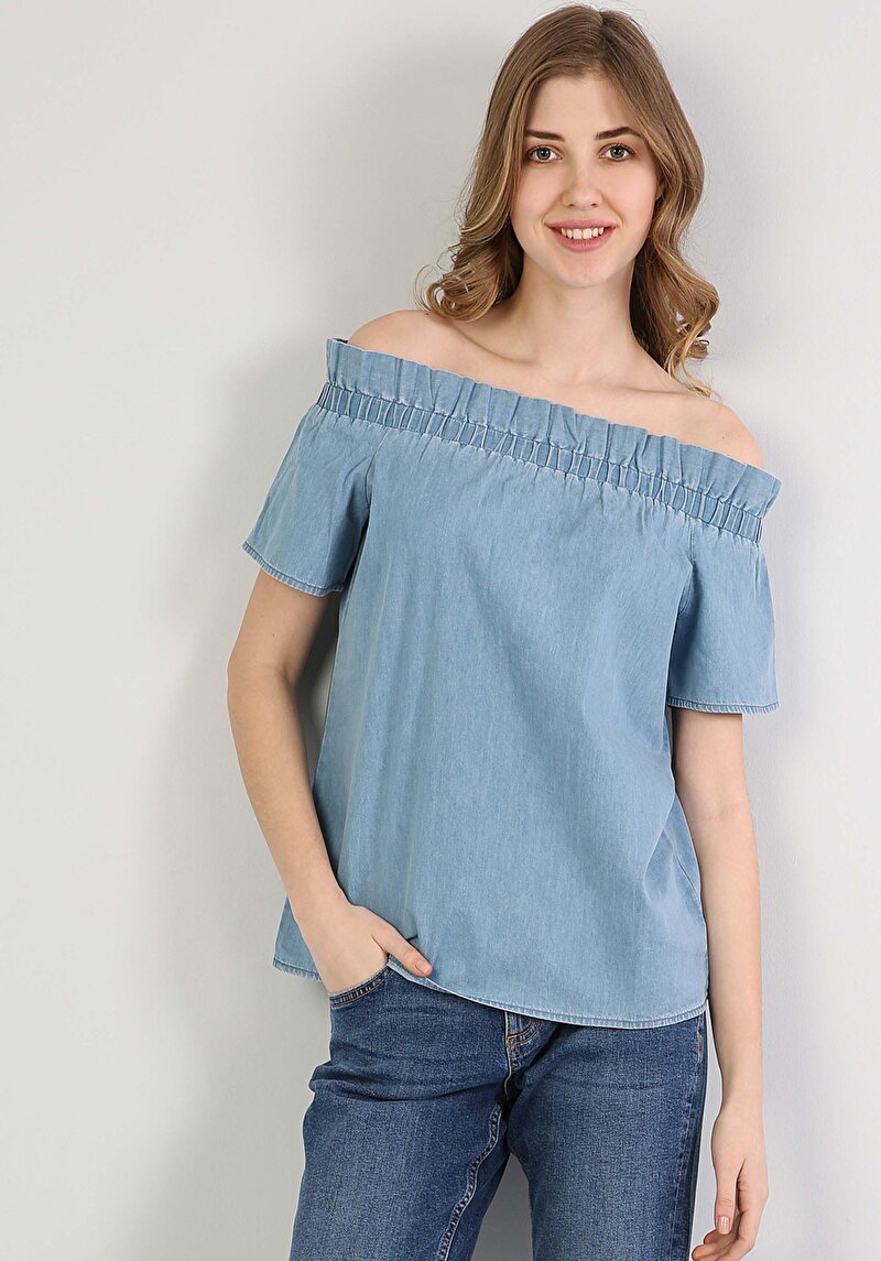 Зображення Сорочка З Коротким Рукавом Жіноча Блакитна  Cl1043861