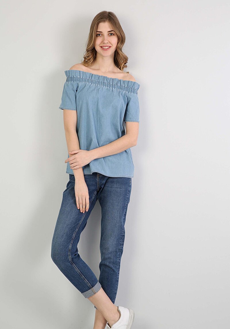 Зображення Сорочка З Коротким Рукавом Жіноча Блакитна Cl1043861