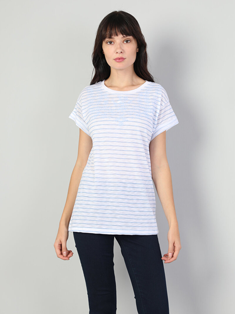 Показати інформацію про Футболка Жіноча Синя Класичного Крою Cl1042058