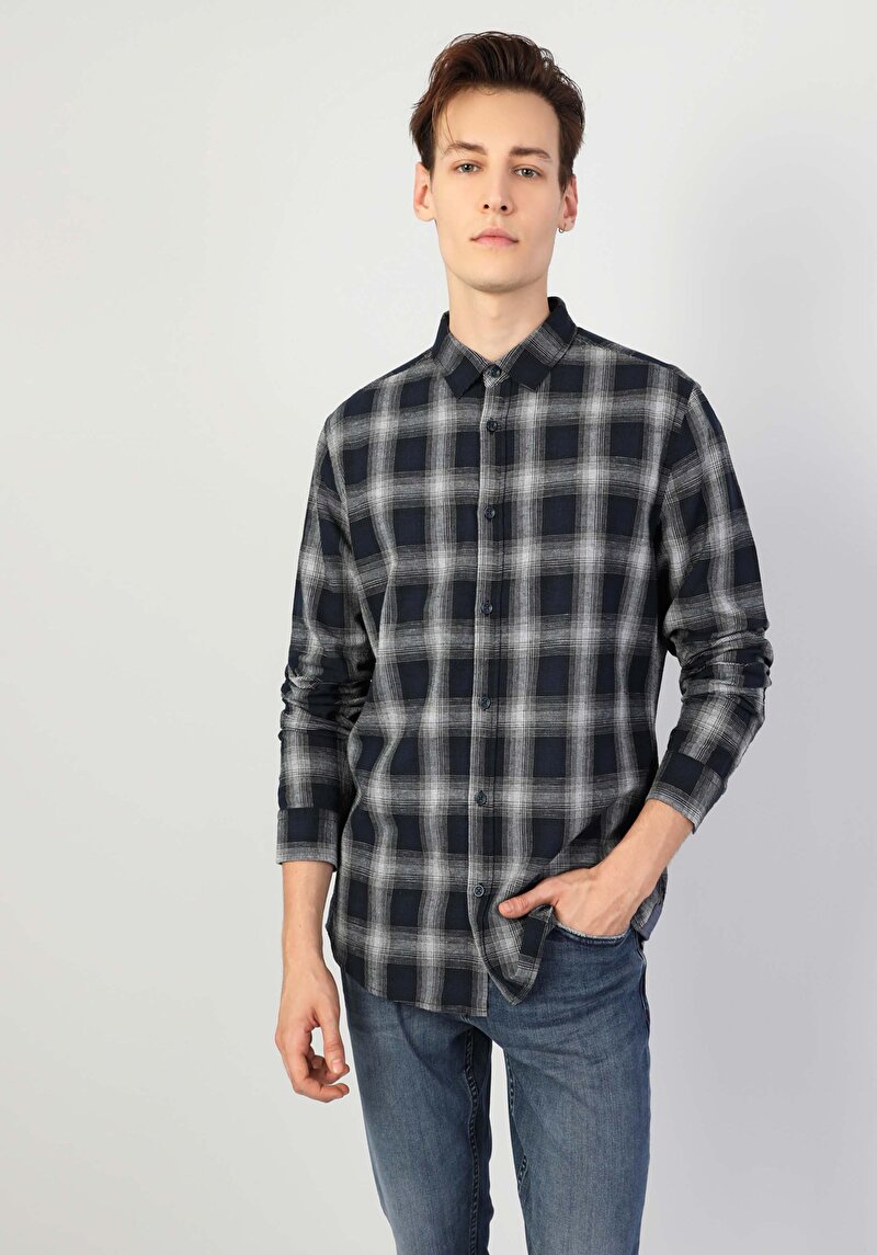 Зображення Сорочка З Довгим Рукавом Чоловіча Блакитна  Cl1046815