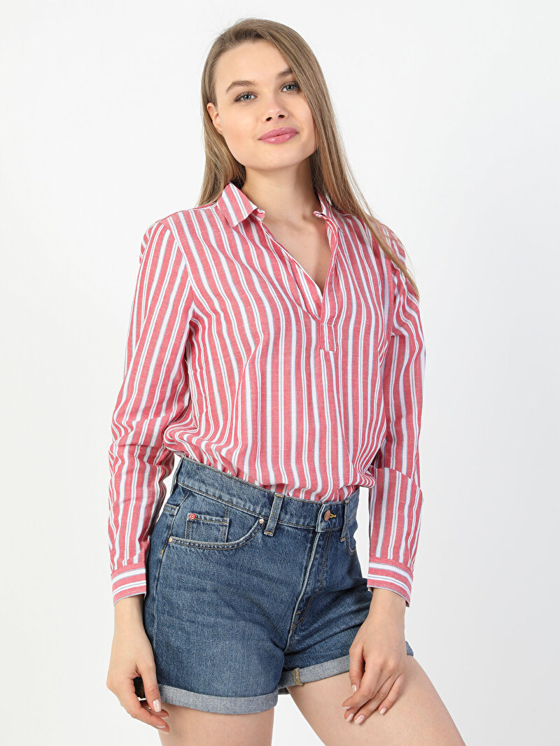 Показати інформацію про Сорочка З Довгим Рукавом Жіноча Червона Оверсайз Cl1049229