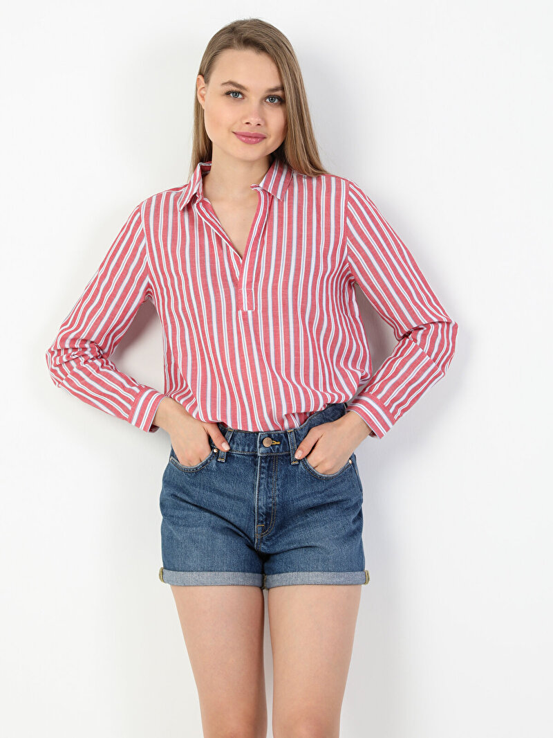 Показати інформацію про Сорочка З Довгим Рукавом Жіноча Червона Оверсайз Cl1049229