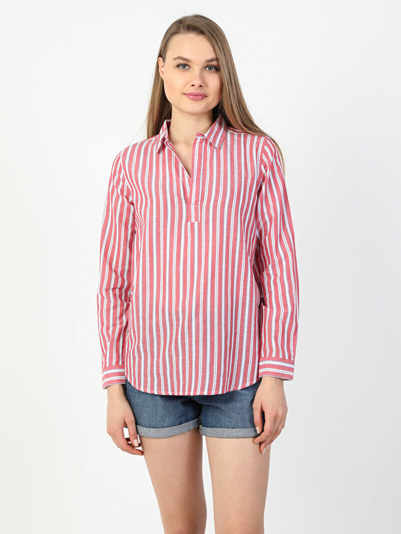 Показати інформацію про Сорочка З Довгим Рукавом Жіноча Червона Оверсайз Cl1049229