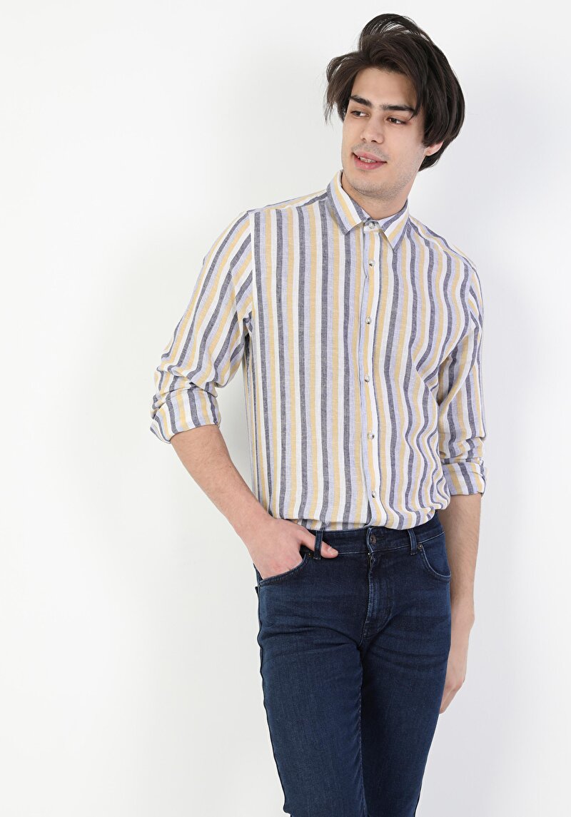 Показати інформацію про Сорочка З Довгим Рукавом Чоловіча Жовта  Cl1049287