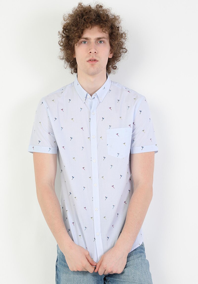 Зображення Сорочка З Коротким Рукавом Чоловіча Блакитна  Cl1047050