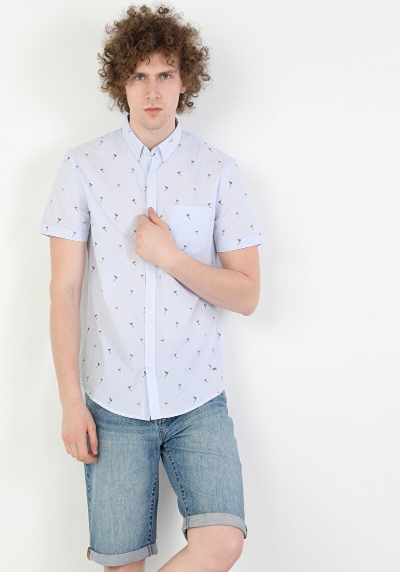 Зображення Сорочка З Коротким Рукавом Чоловіча Блакитна Cl1047050