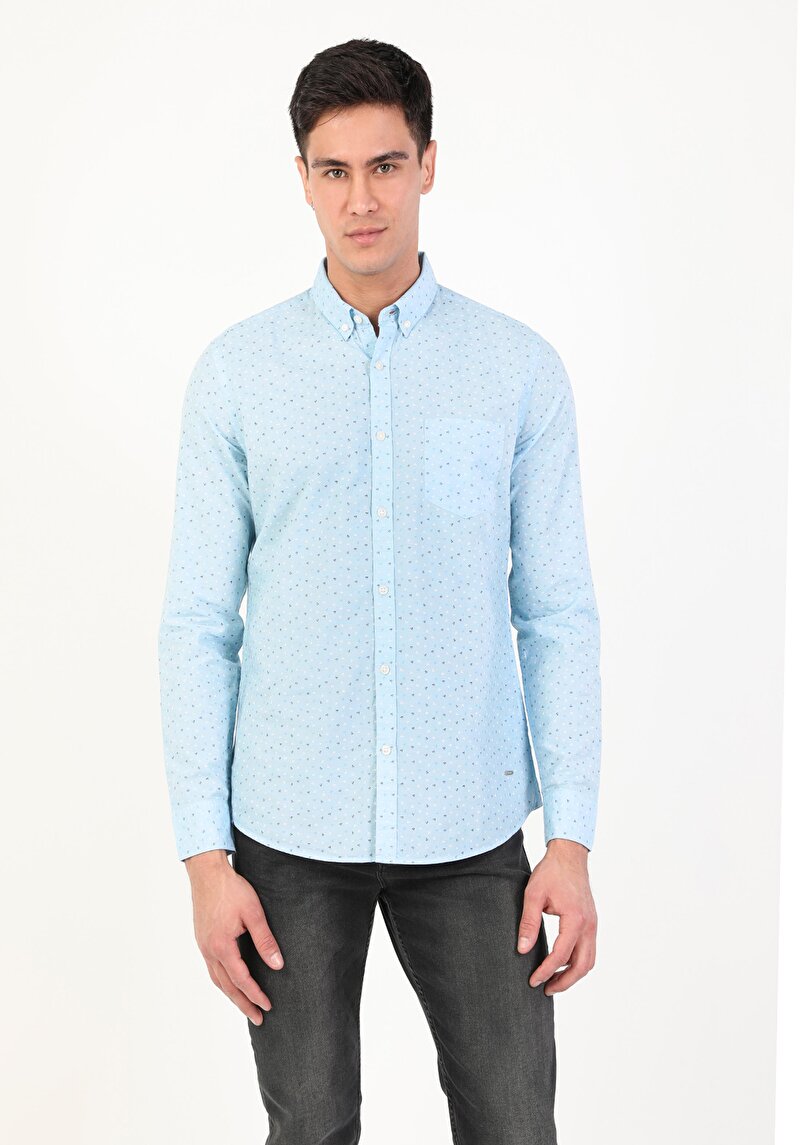 Показати інформацію про Сорочка З Довгим Рукавом Чоловіча Блакитна  Cl1047465