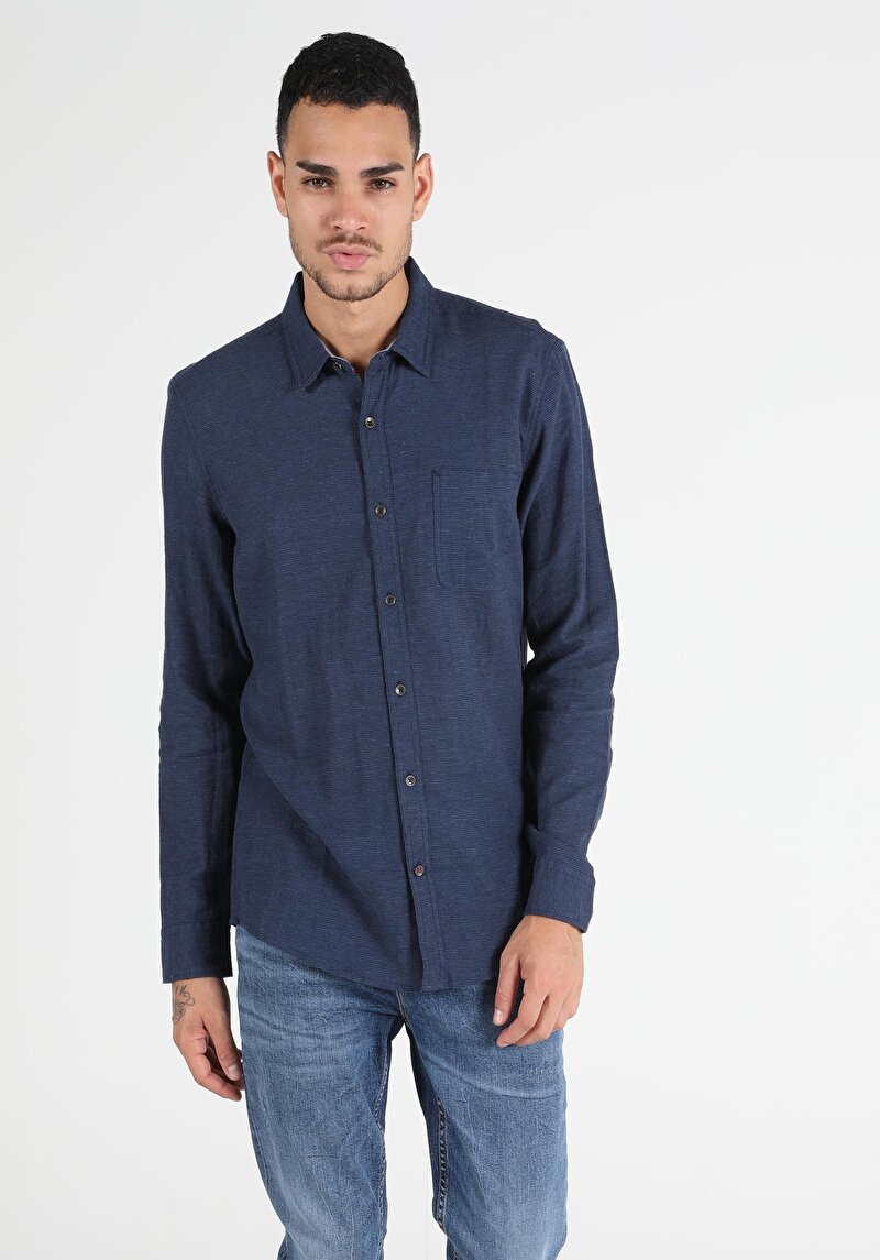 Показати інформацію про Сорочка З Довгим Рукавом Чоловіча Синя  Cl1049390