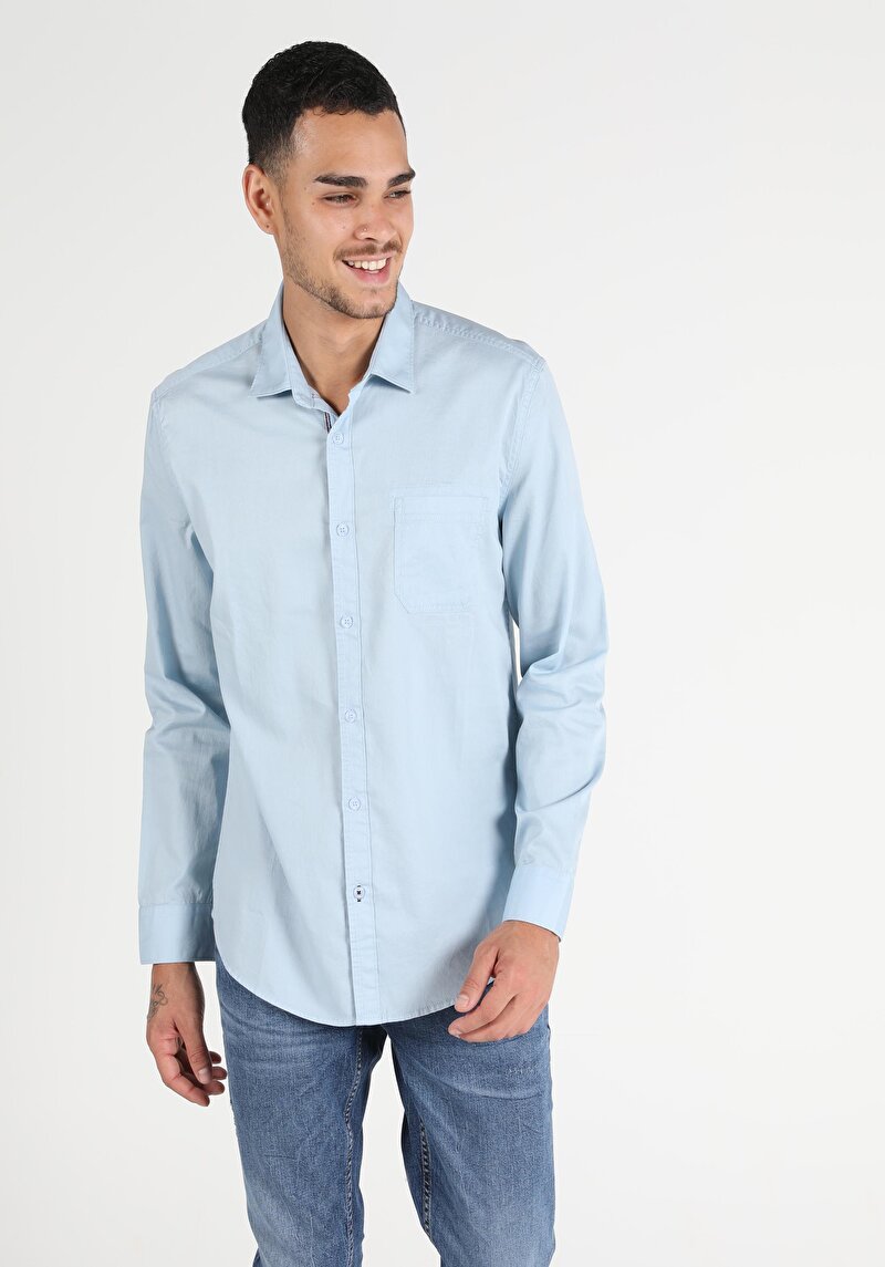 Зображення Сорочка З Довгим Рукавом Чоловіча Блакитна  Cl1050715