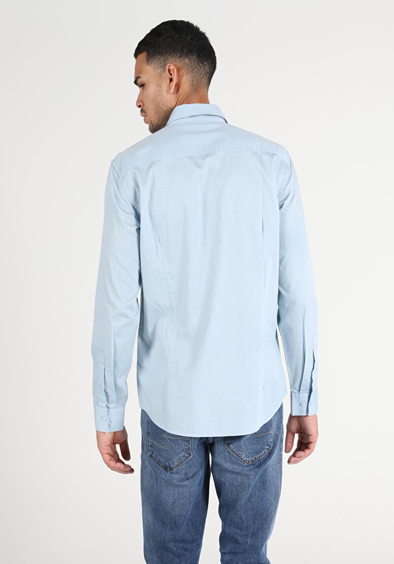 Показати інформацію про Сорочка З Довгим Рукавом Чоловіча Блакитна  Cl1050715