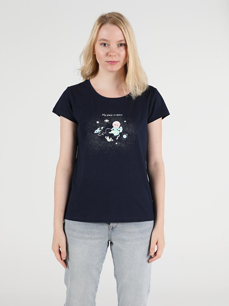 Показати інформацію про Футболка Жіноча Синя Класичного Крою Cl1051353