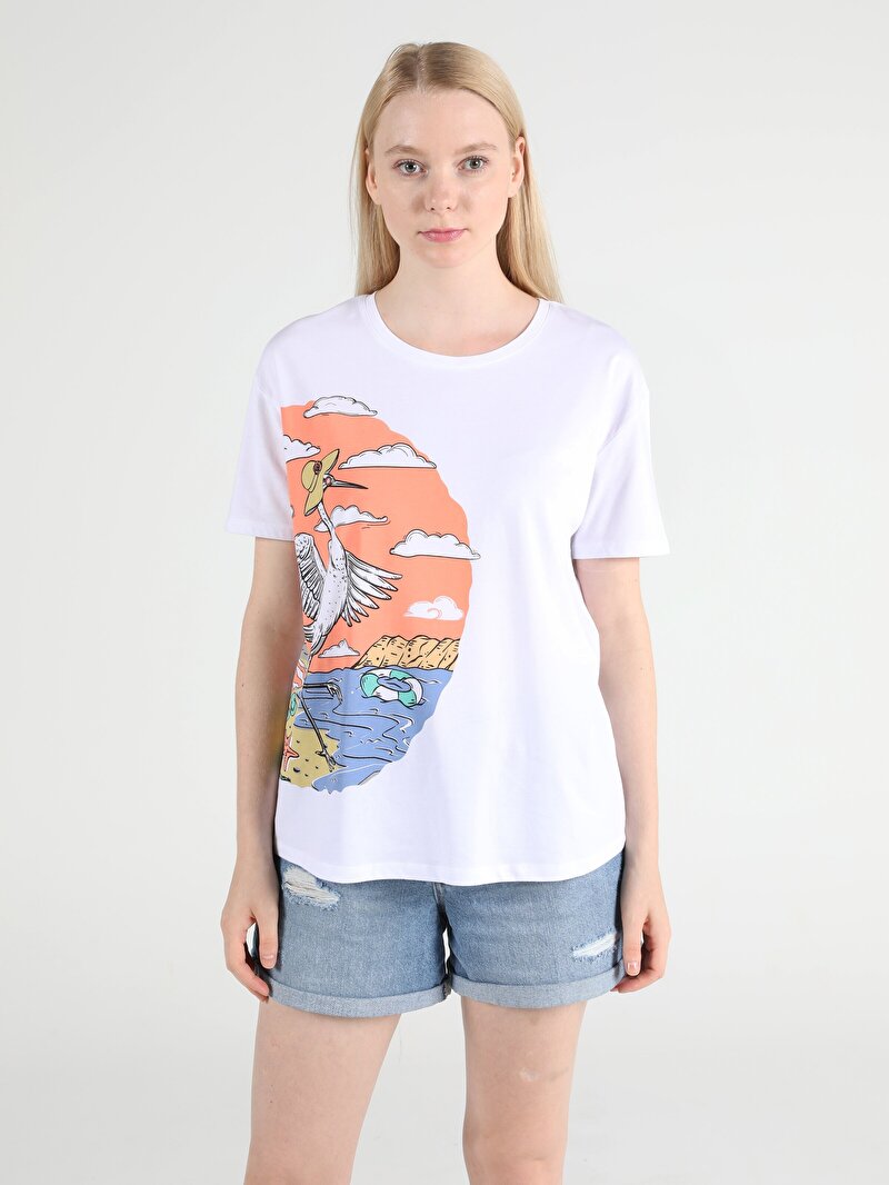 Показати інформацію про Футболка Жіноча Біла Класичного Крою Cl1051418