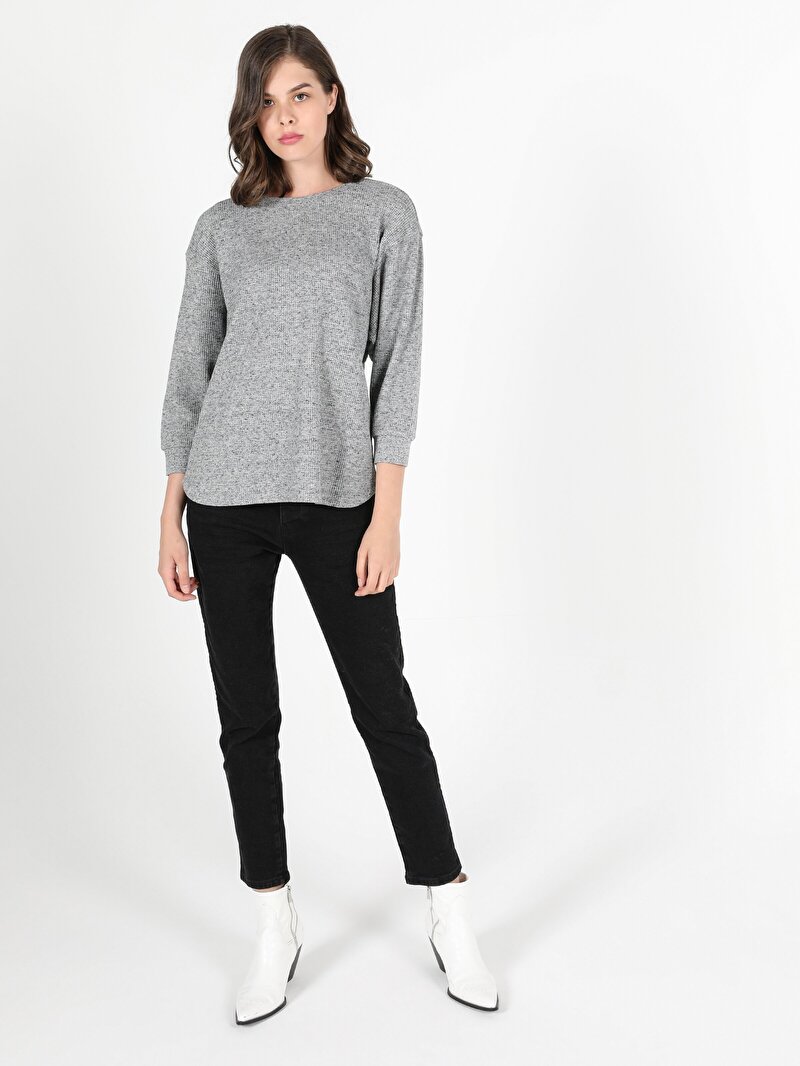 Показати інформацію про Футболка З Довгим Рукавом Жіноча Сіра Класичного Крою Cl1050520