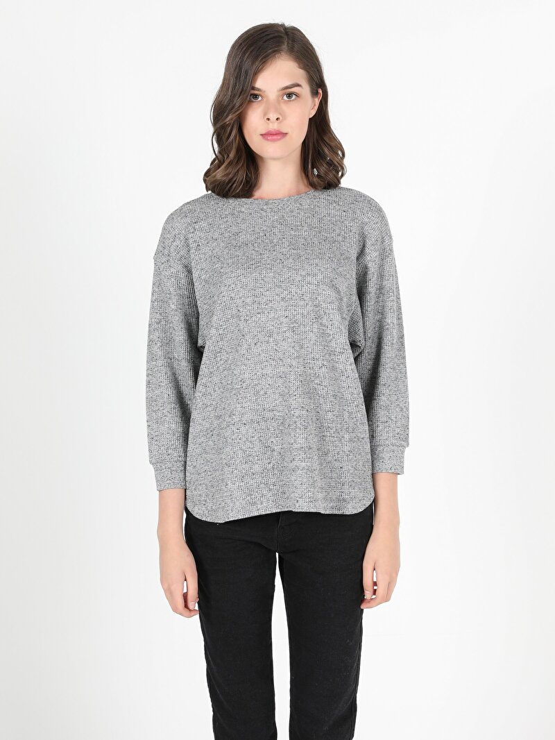 Показати інформацію про Футболка З Довгим Рукавом Жіноча Сіра Класичного Крою Cl1050520