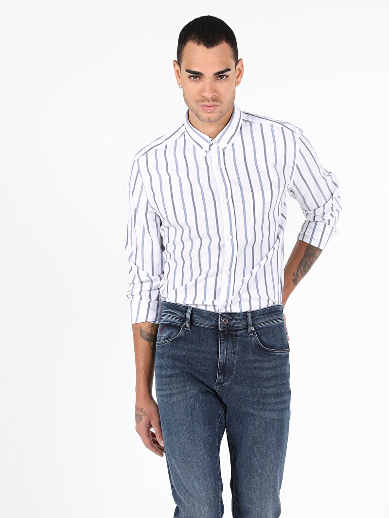 Показати інформацію про Сорочка З Довгим Рукавом Чоловіча Біла  Cl1049890