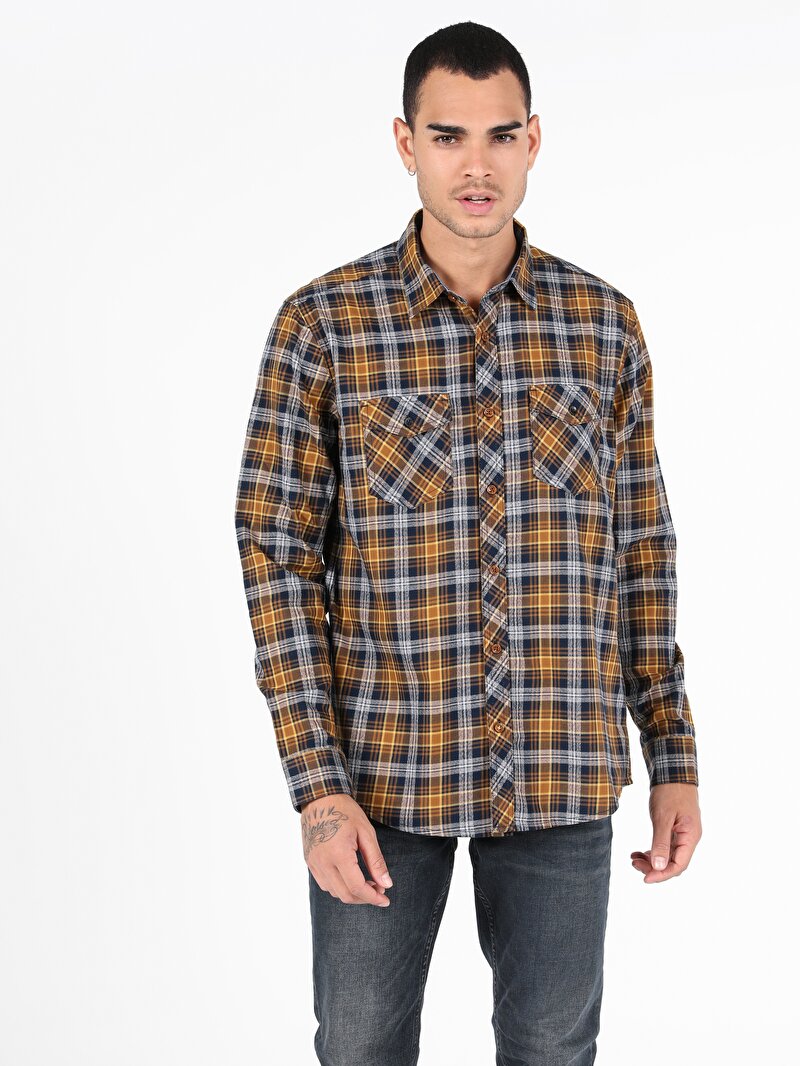 Зображення Сорочка З Довгим Рукавом Чоловіча Жовта  Cl1051212