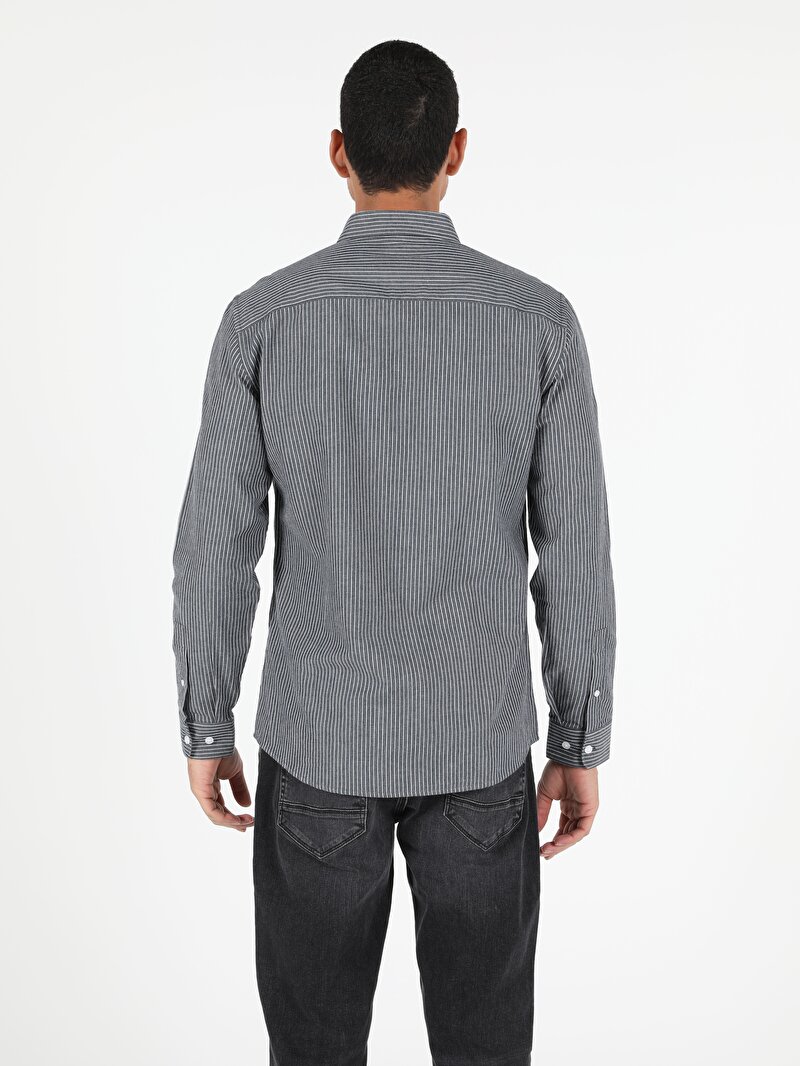 Показати інформацію про Сорочка З Довгим Рукавом Чоловіча Сіра  Cl1050127