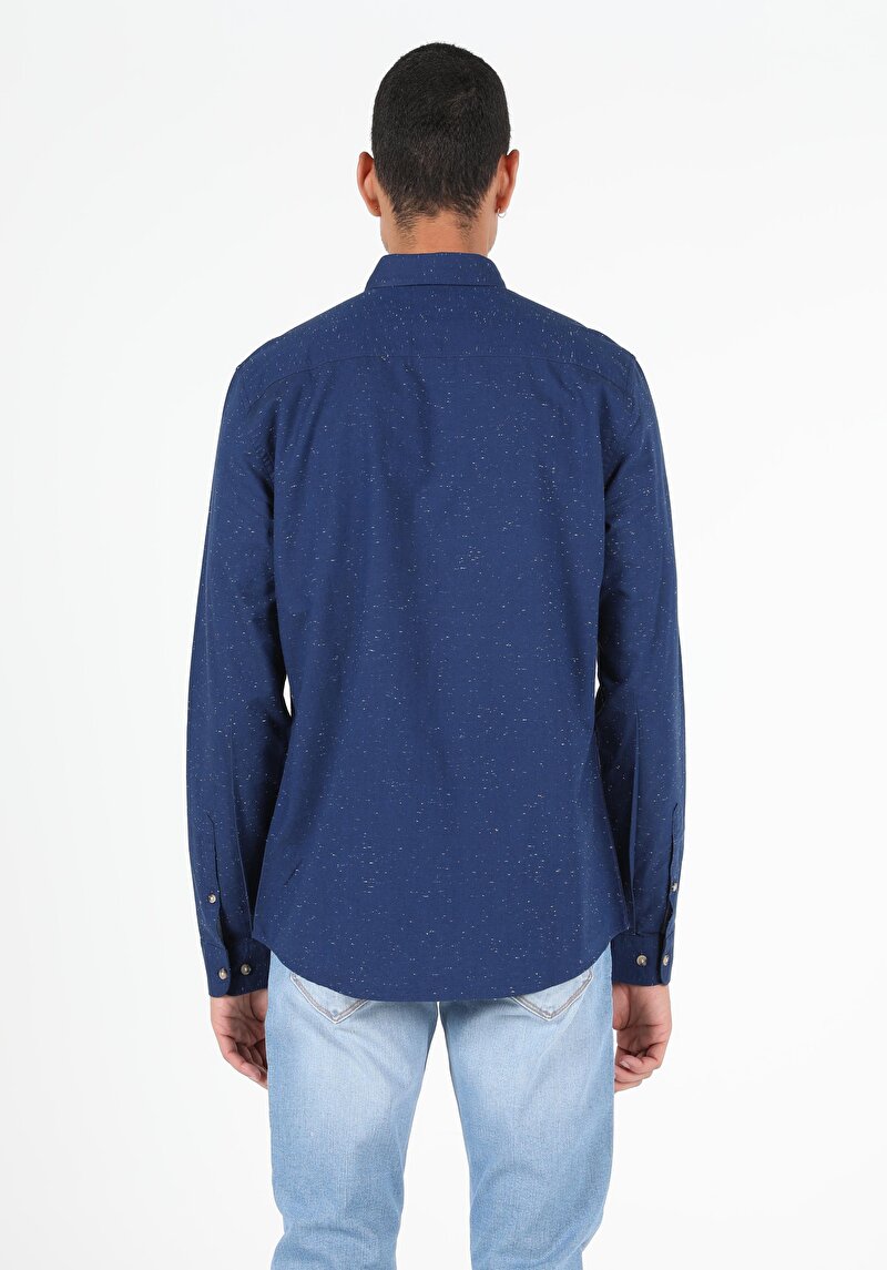 Показати інформацію про Сорочка З Довгим Рукавом Чоловіча Синя  Cl1050035