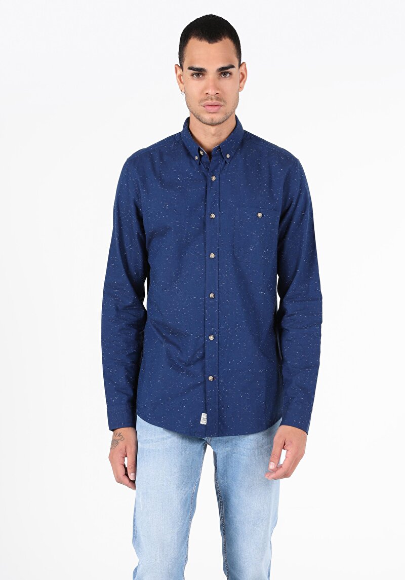 Показати інформацію про Сорочка З Довгим Рукавом Чоловіча Синя  Cl1050035