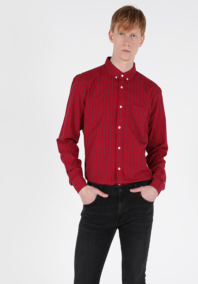 Зображення Сорочка З Довгим Рукавом Чоловіча Червона  Cl1052199