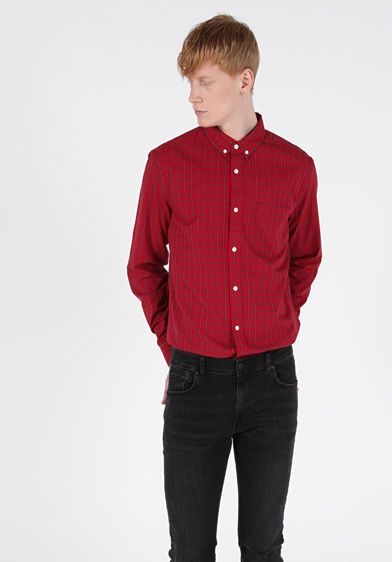 Показати інформацію про Сорочка З Довгим Рукавом Чоловіча Червона  Cl1052199