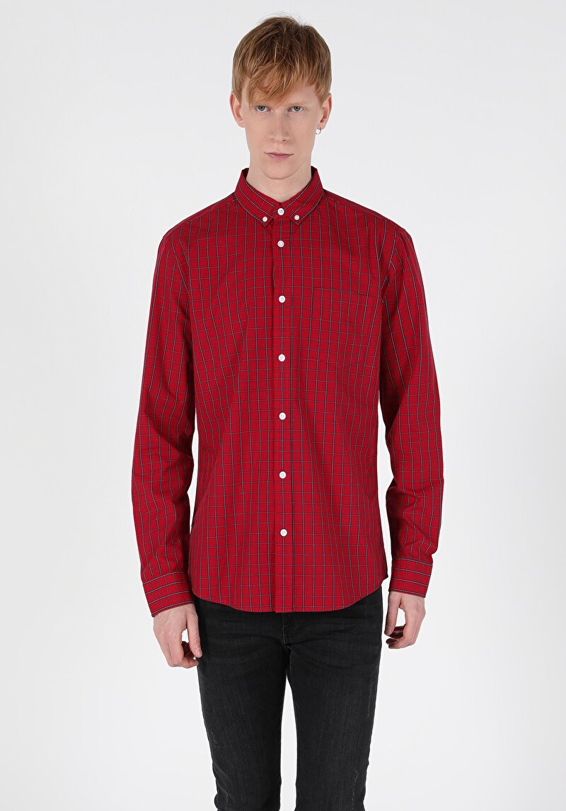Показати інформацію про Сорочка З Довгим Рукавом Чоловіча Червона  Cl1052199