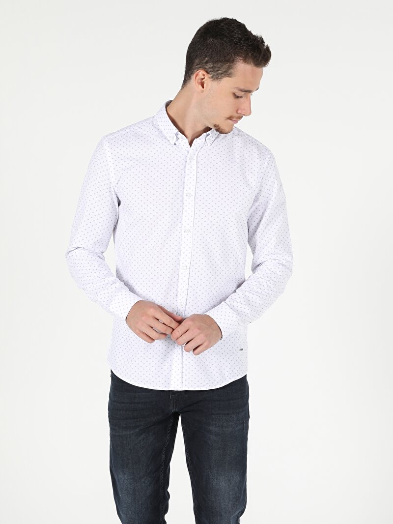 Показати інформацію про Сорочка З Довгим Рукавом Чоловіча Біла  Cl1051370