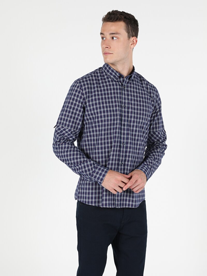 Показати інформацію про Сорочка З Довгим Рукавом Чоловіча Синя  Cl1049845