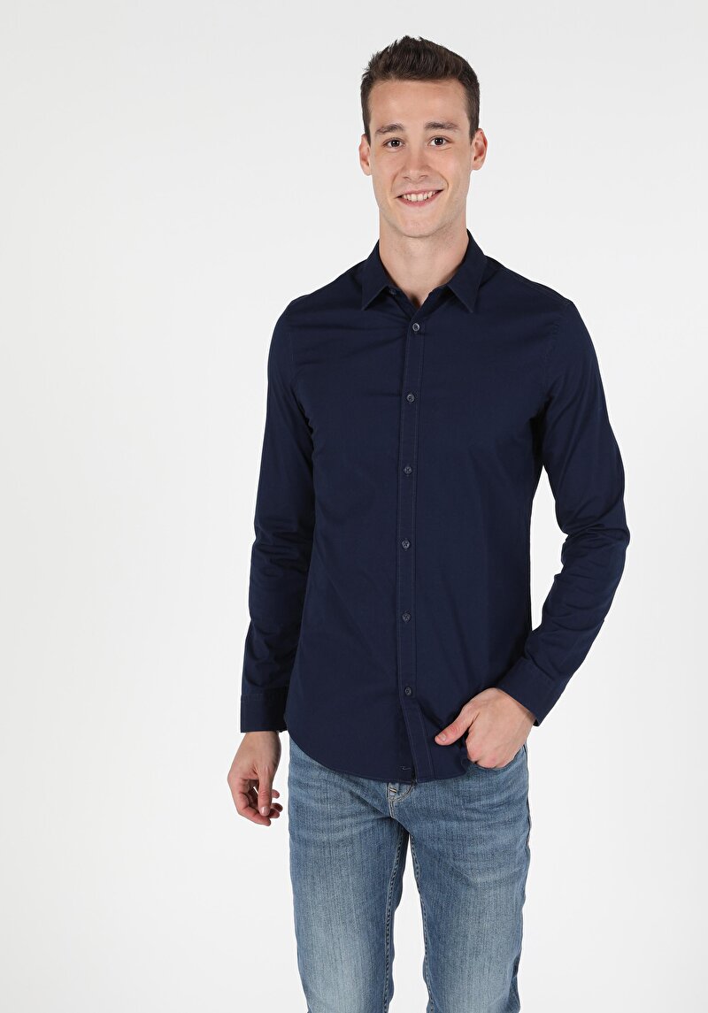 Зображення Сорочка З Довгим Рукавом Чоловіча Синя  Cl1041350