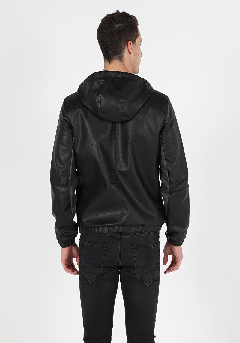 Показати інформацію про Куртка З Еко-шкіри Чоловіча Чорна  Cl1050094