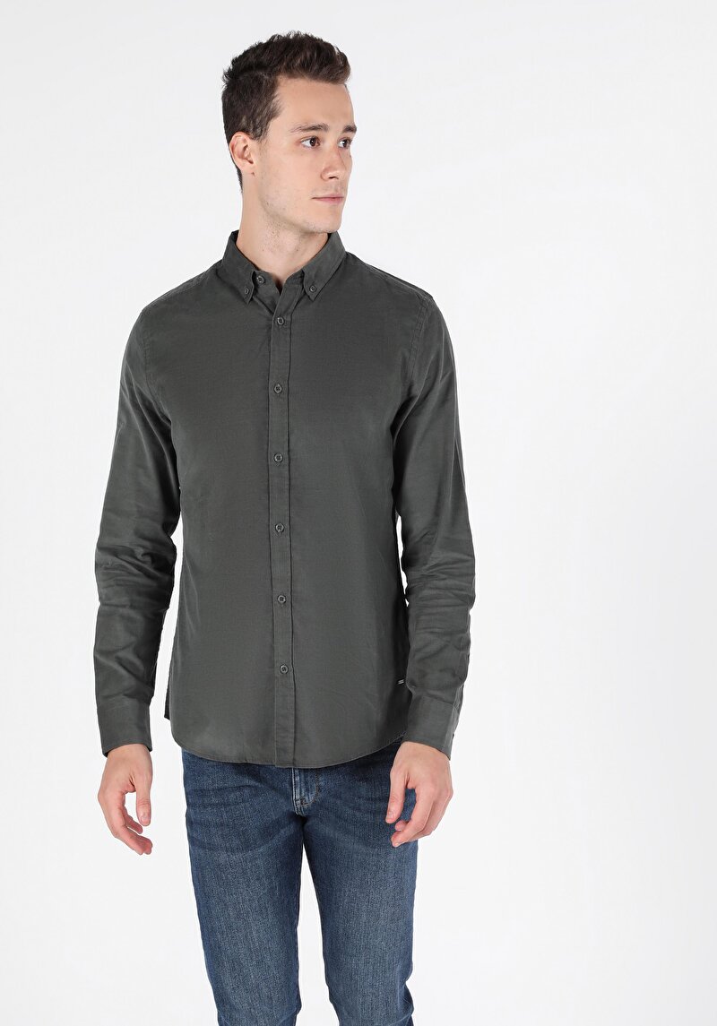 Показати інформацію про Сорочка З Довгим Рукавом Чоловіча Зелена  Cl1050116