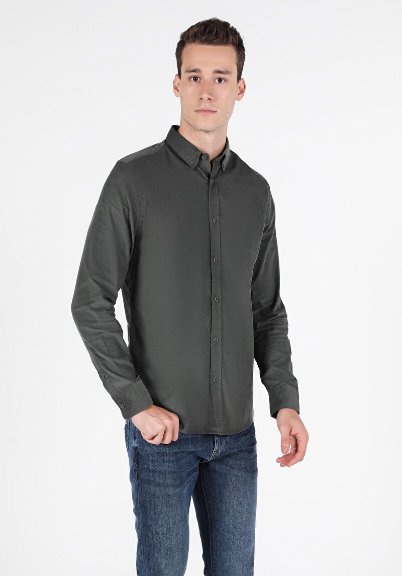 Показати інформацію про Сорочка З Довгим Рукавом Чоловіча Зелена  Cl1050116