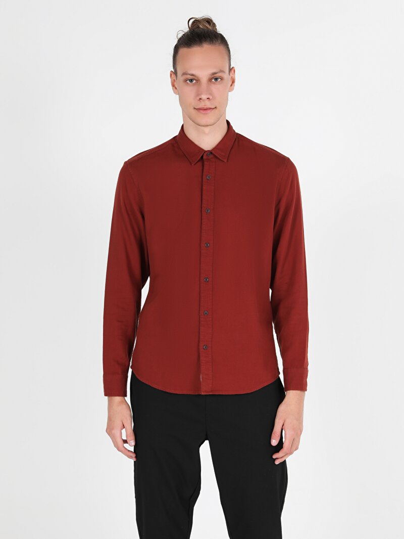 Показати інформацію про Сорочка З Довгим Рукавом Чоловіча Помаранчева  Cl1045629